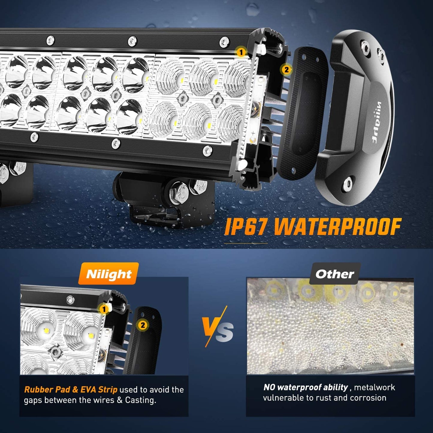 Nilight Led Light Bar 12 Inch 72W Spot Flood Combo off Road Fog Lights Driving LED Pods with off Road 16AWG Wiring Harness Kit - 1 Lead for Truck ATV UTV SUV Boat, 2 Years Warranty