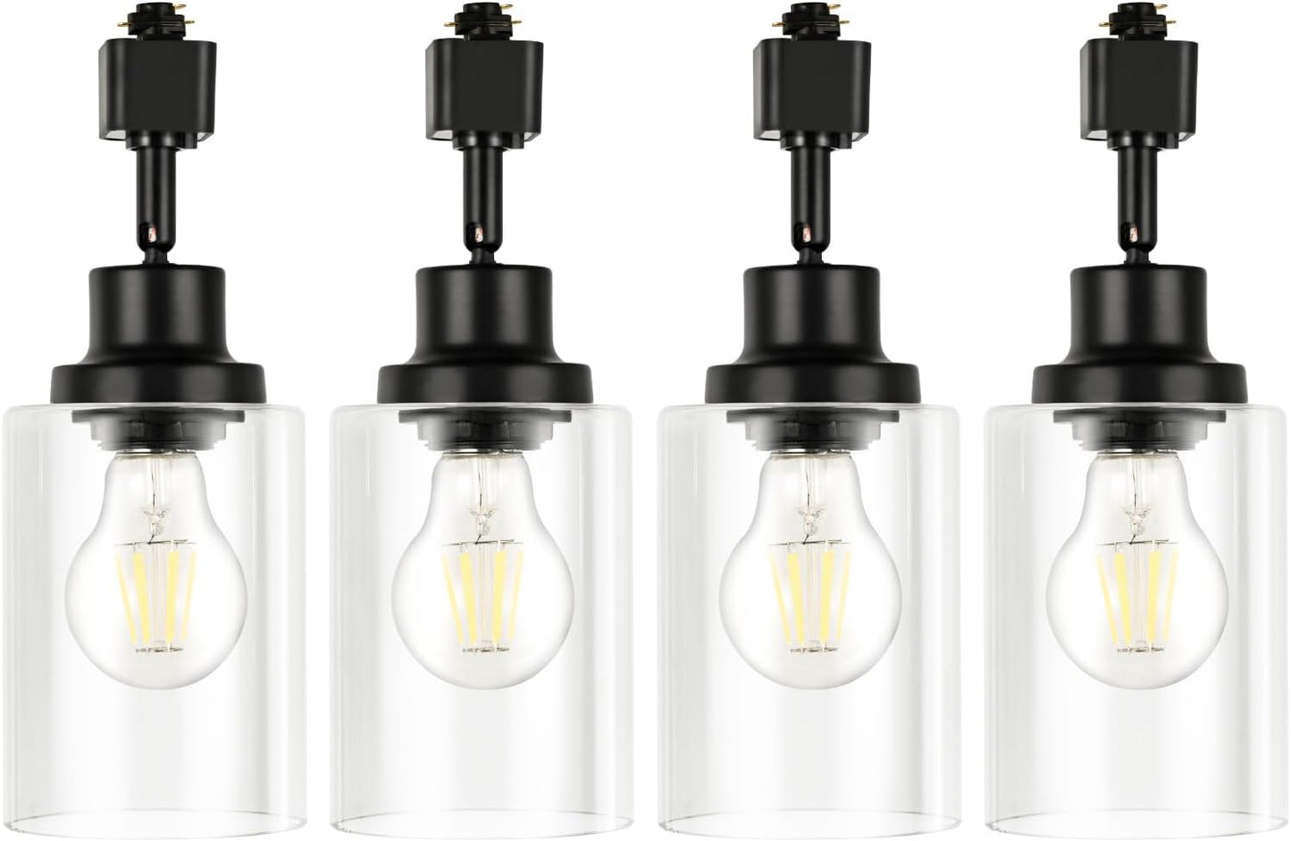 Vanoopee H Type Track Lighting Heads E26 Track Light Ceiling Modern for Kitchen, Compatible with H Track Lighting Rail System, Gold Track Lighting Fixtures with Glass Lamp Shade, 4 Pack, No Bulbs