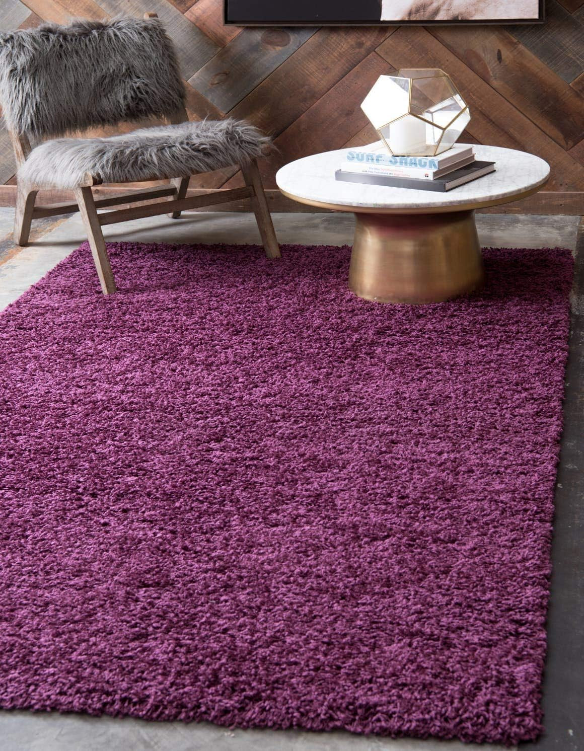Unique Loom Solid Shag Collection Area Rug (8' X 11' Rectangle Cloud Gray)