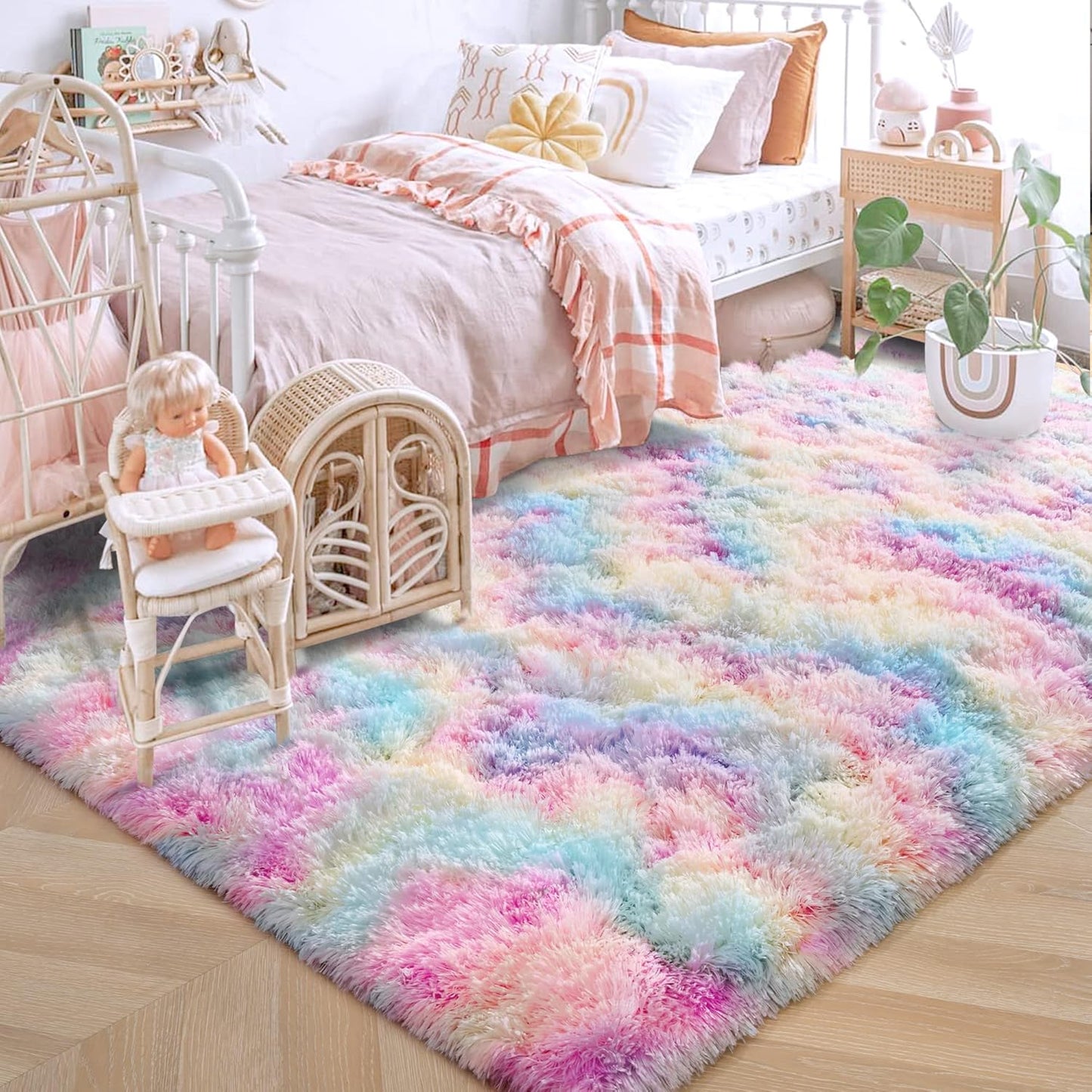 ISEAU Black Rug Super Soft Shaggy 4X6 Feet Rugs for Bedroom, Fluffy Area Rug for Living Room Floor Rug, Fuzzy and Comfy Carpet Nursery Shag Rug for Kids Boys Room Decor