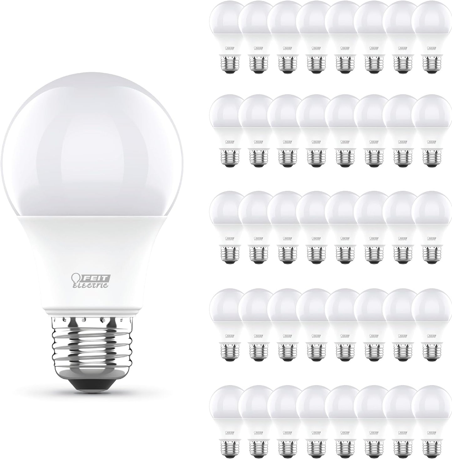 Feit Electric A19 LED Light Bulbs, 60W Equivalent, Non-Dimmable, 800 Lumens, E26 Standard Base, 2700K Soft White, 80 CRI, 10 Year Lifetime, Energy Efficient, 4 Pack, A800/827/10KLED/4