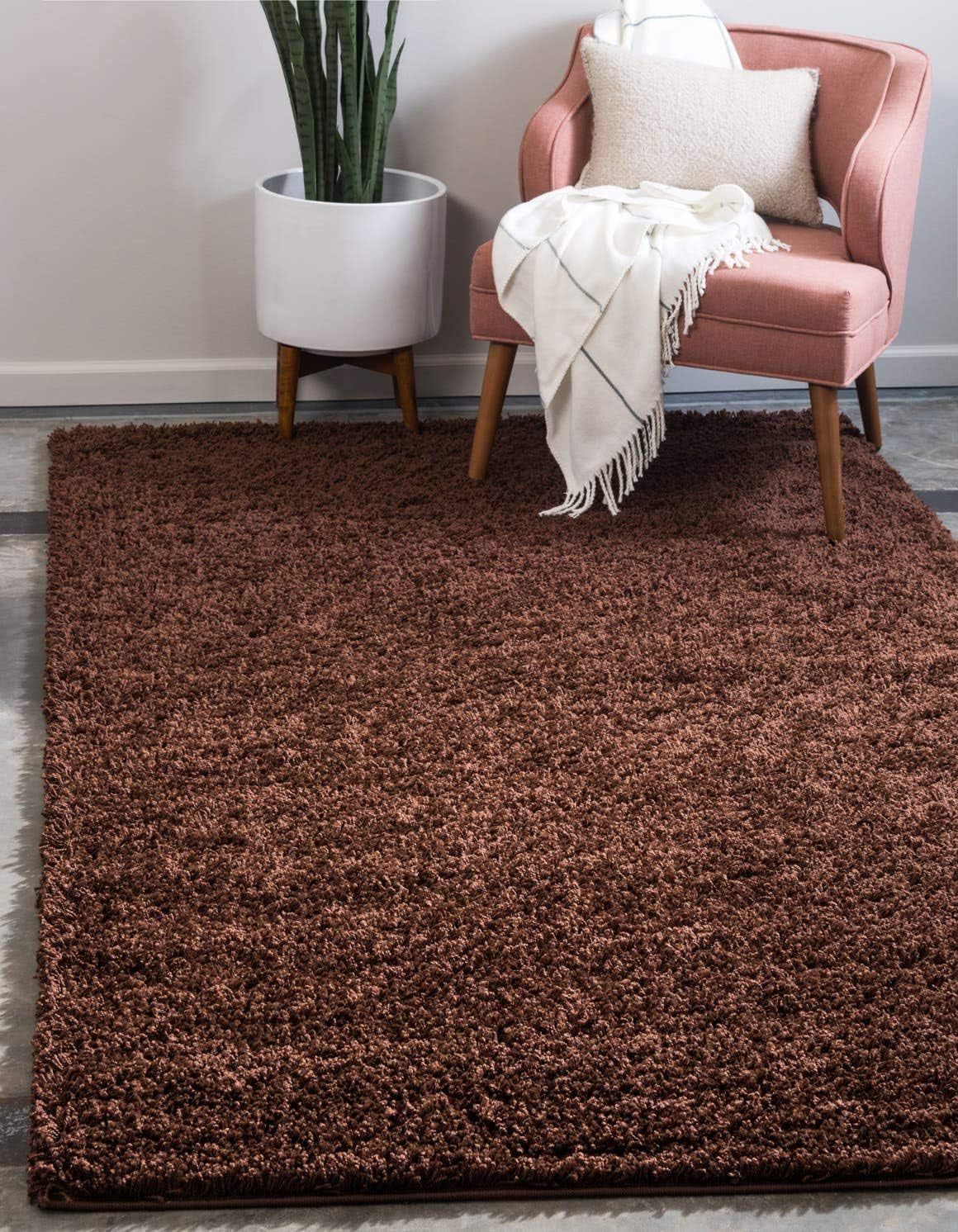Unique Loom Solid Shag Collection Area Rug (8' X 11' Rectangle Cloud Gray)