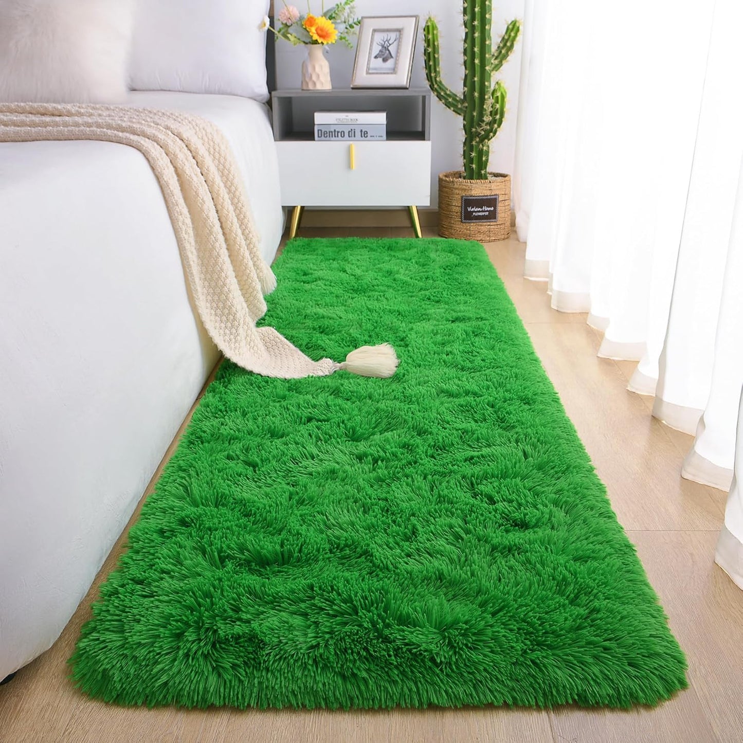 Chicrug Soft Runner Rugs for Bedroom Living Room Plush Fluffy Rug 2X6 Feet, Shag Furry Area Rug Carpet Non Shedding for Nursery Children Kids Girls Room Home Decorative, Grey