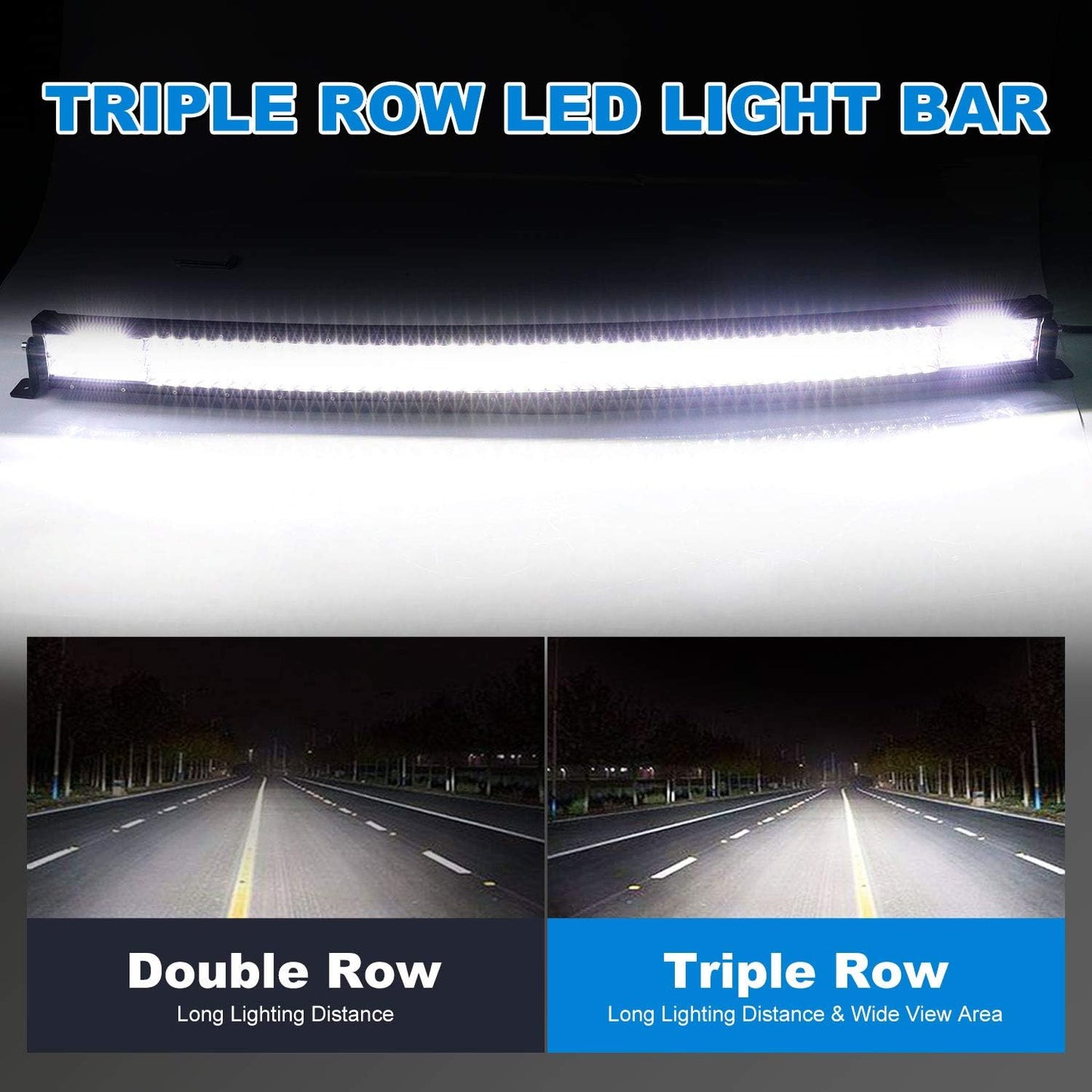 50" LED Light Bar Curved T-Former Triple Row 684W Flood Spot Combo Beam off Road Lights 2Pc 4Inch 60W Spot Driving Fog Lights with Rocker Switch Harness Wiring for Trucks, ATV, UTV, Jeep, Boat, Pickup