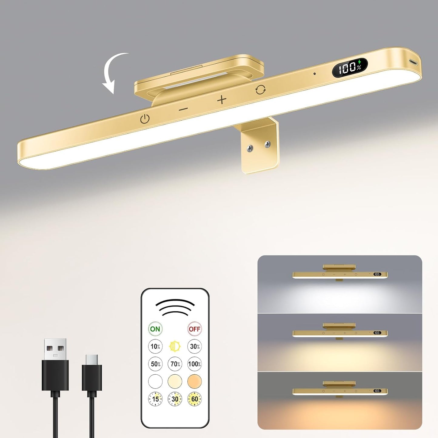 WILLED 3W Picture Lights for Wall, Rechargeable Battery Operated Picture Light, Wireless Wall Light with Remote, Dimmable & Timer Art Lighting for Paintings Wireless, Magnetic Gallery Light, Black