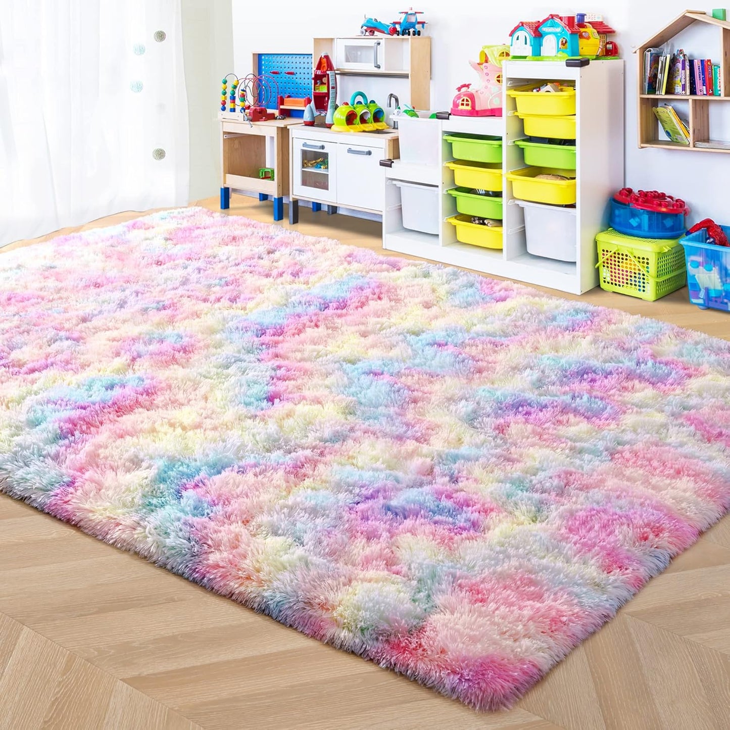 ISEAU Black Rug Super Soft Shaggy 4X6 Feet Rugs for Bedroom, Fluffy Area Rug for Living Room Floor Rug, Fuzzy and Comfy Carpet Nursery Shag Rug for Kids Boys Room Decor