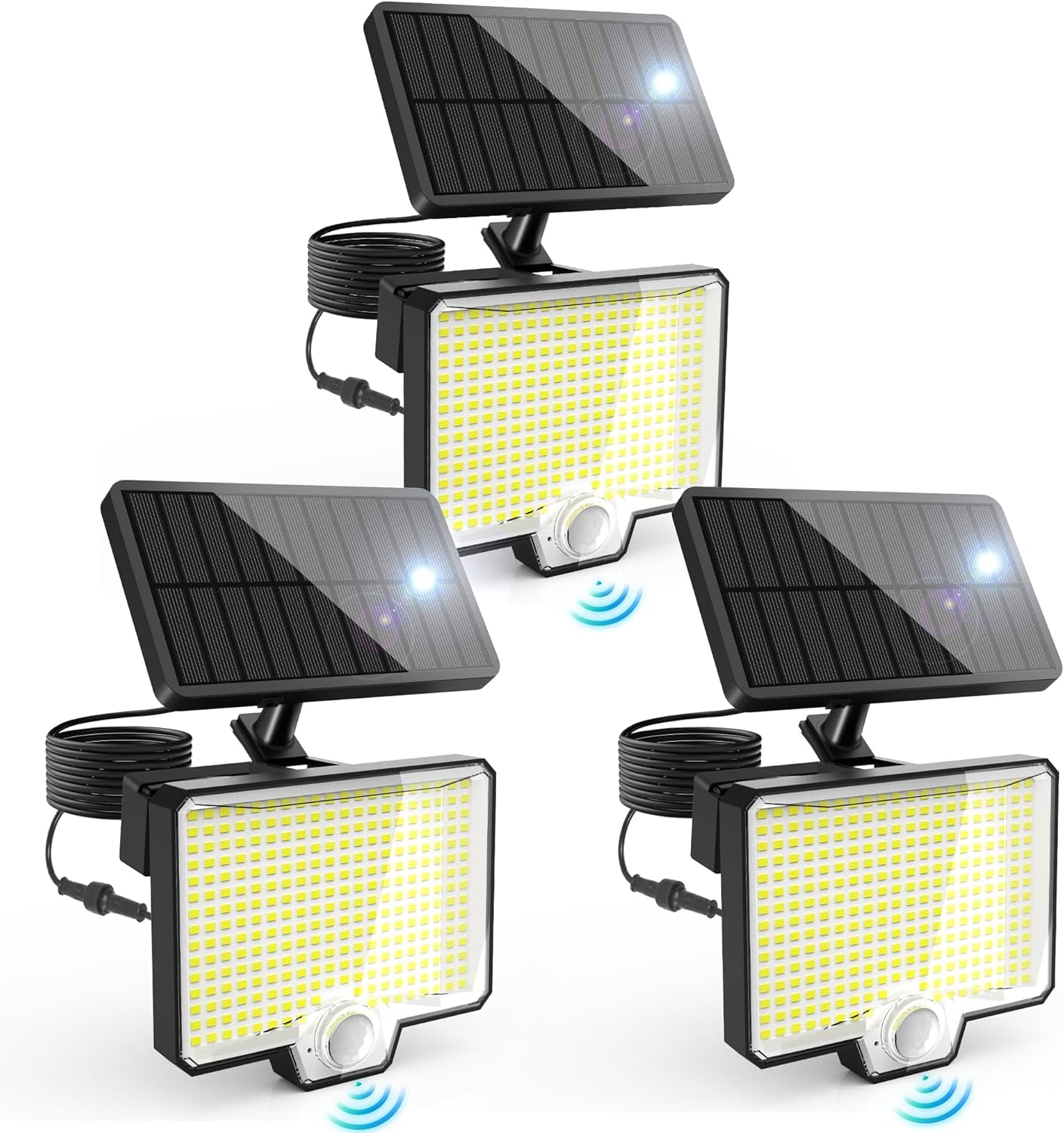 294 LED Split Solar Motion Sensor Outdoor Lights, 2600Lm Solar Flood Lights, IP67 Waterproof outside Solar Powered Security Spot Lights for Porch Patio Yard Garage Fence Garden, 2 Pack Black