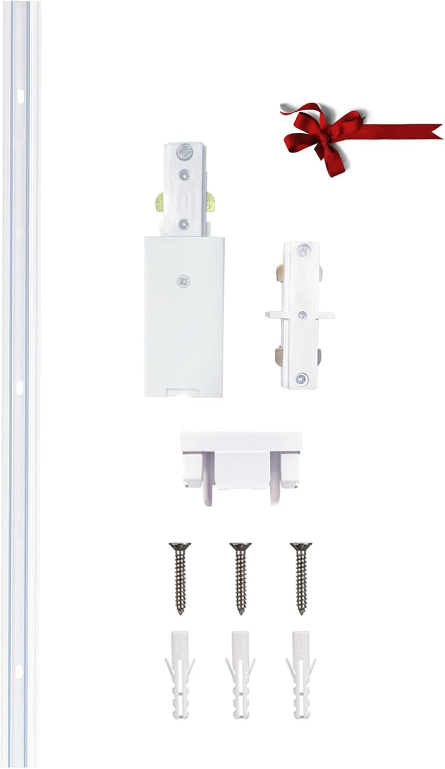 H Type Track Lighting Rails 2PCS 120V Single Circuit 3-Wire H Track Rail 6.5FT (3.28 * 2FT) with Extra 1 I Connector and Wall Anchors, Made of Aluminum and Strength Guarantee (White)