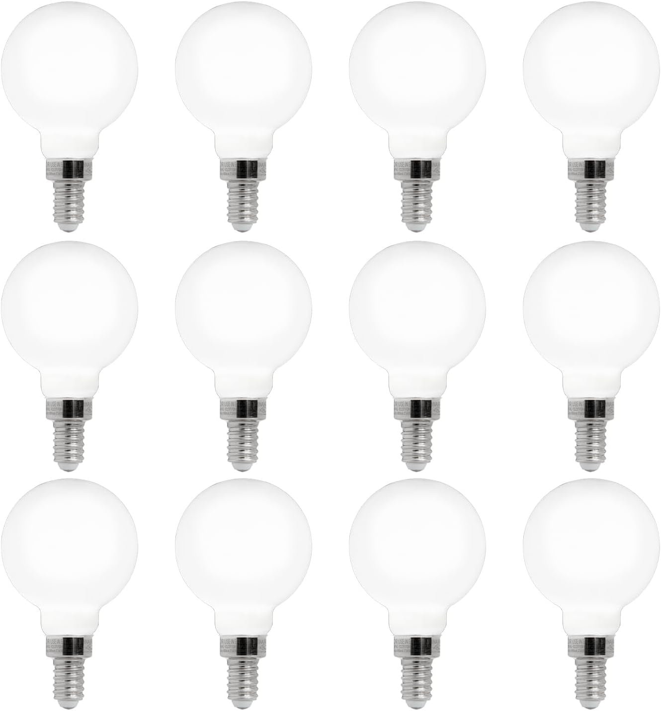 FLSNT G16.5 Dimmable LED Candelabra Bulbs 60W Equivalent, LED E12 Chandelier Light Bulbs, 550LM, CRI90, 5.5W, AC 120V, 6 Pack, 2700K Soft White