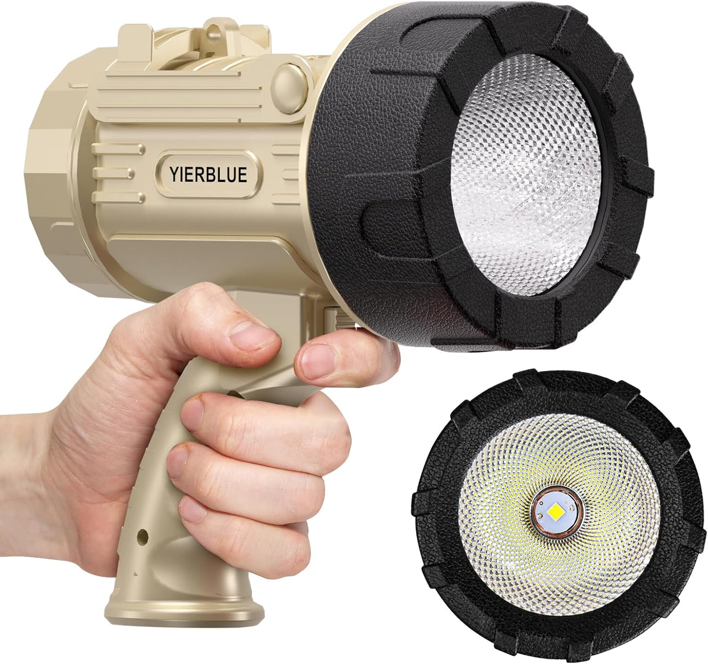YIERBLUE Rechargeable Spotlight Flashlight, 1000,000 High Lumen LED Spotlight with 20Hrs Ultra-Long Running&10000Mah Power Bank,Ip67Waterproof Spot Lights with Red Lens(Large)