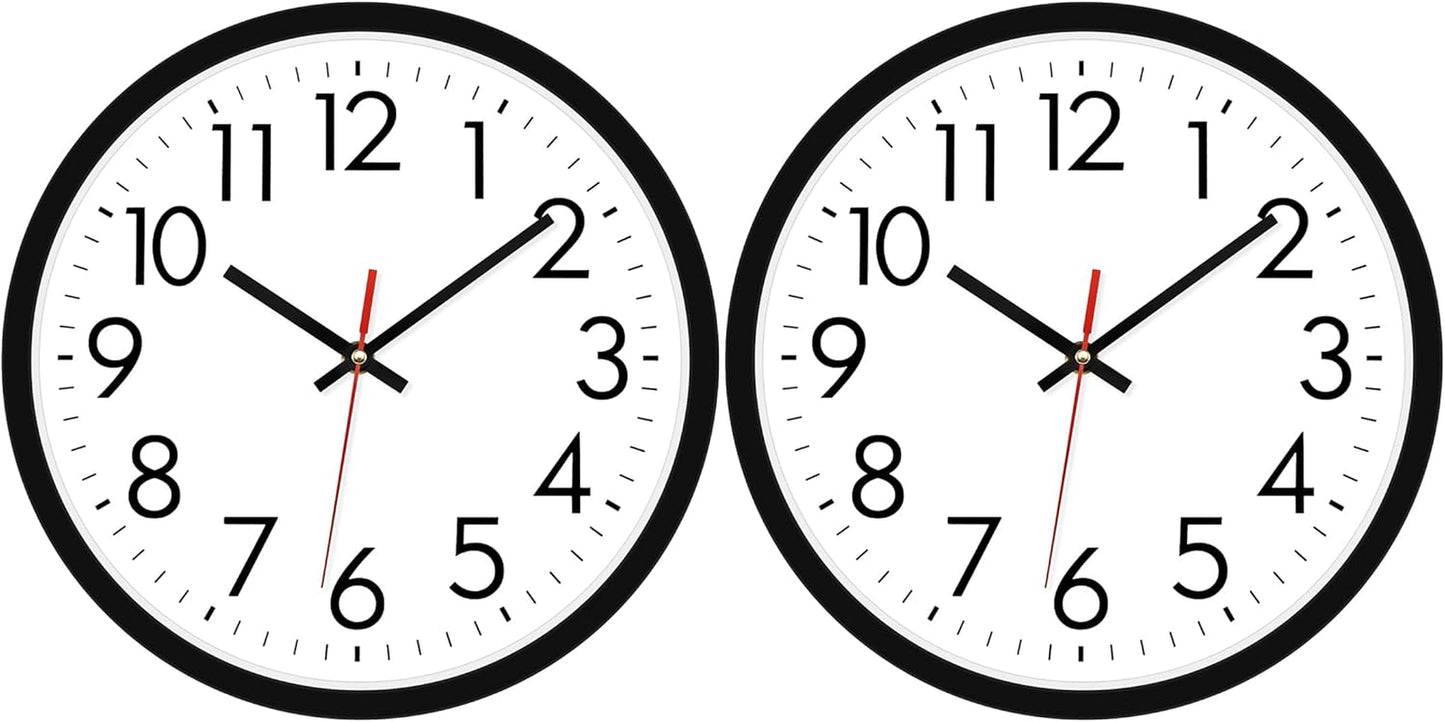 Lumuasky Wall Clock, Silent Non-Ticking 12 Inch Quartz Battery Operated round Analog Wall Clock for Classroom,School, Office, Living Room, Bedroom,Kitchen