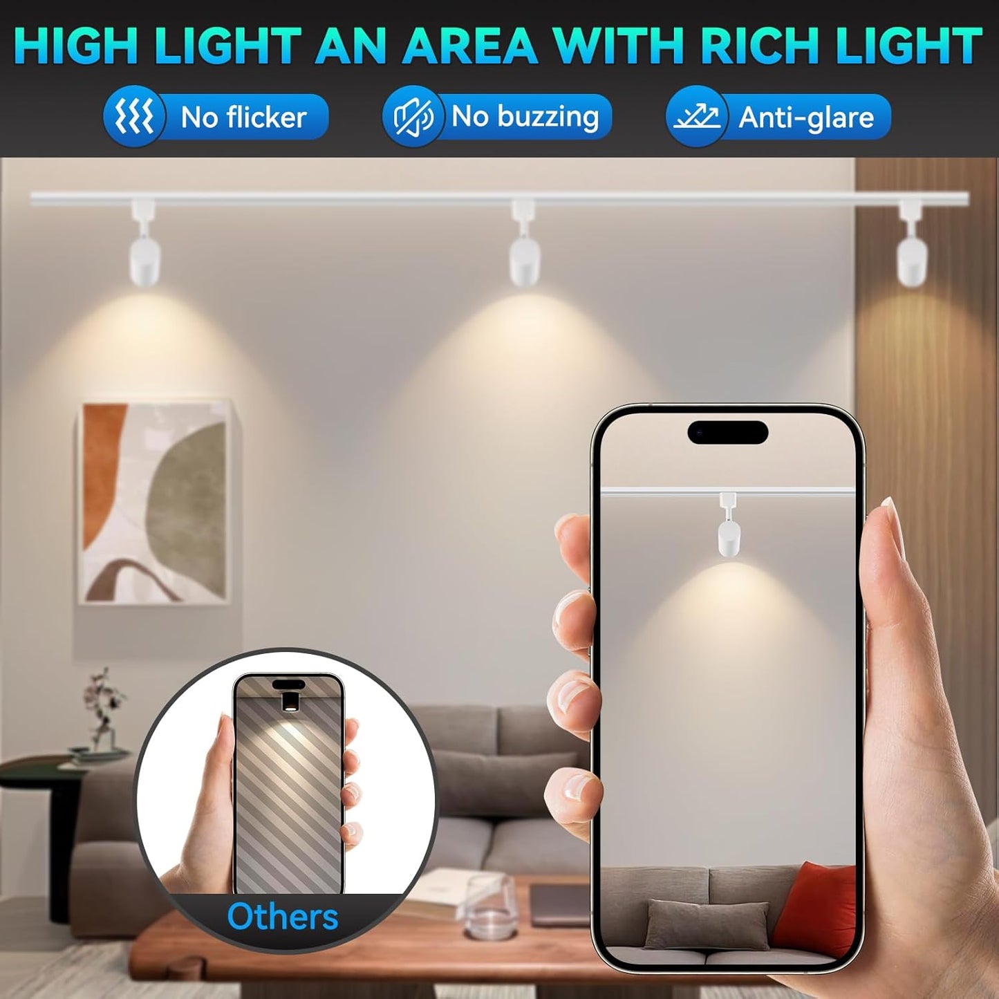 10W H Type Track Lighting Heads LED 3000K Dimmable White Track Lightheads Fixtures Ceiling Spotlight Flexible Small Track Light Heads anti Glare, Flicker Free for Galleries Kitchen 24° 4 Pack