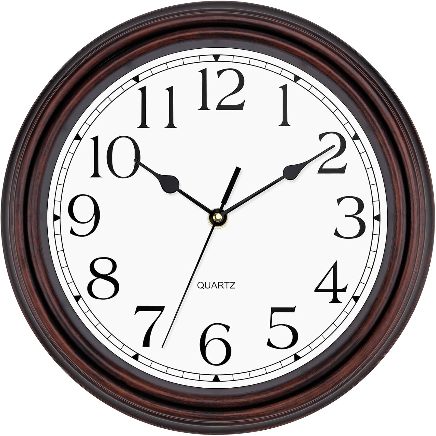 Foxtop Retro Silent Non-Ticking round Classic Clock Quartz Decorative Battery Operated Wall Clock for Living Room Kitchen Home Office 12 Inch (Bronze)