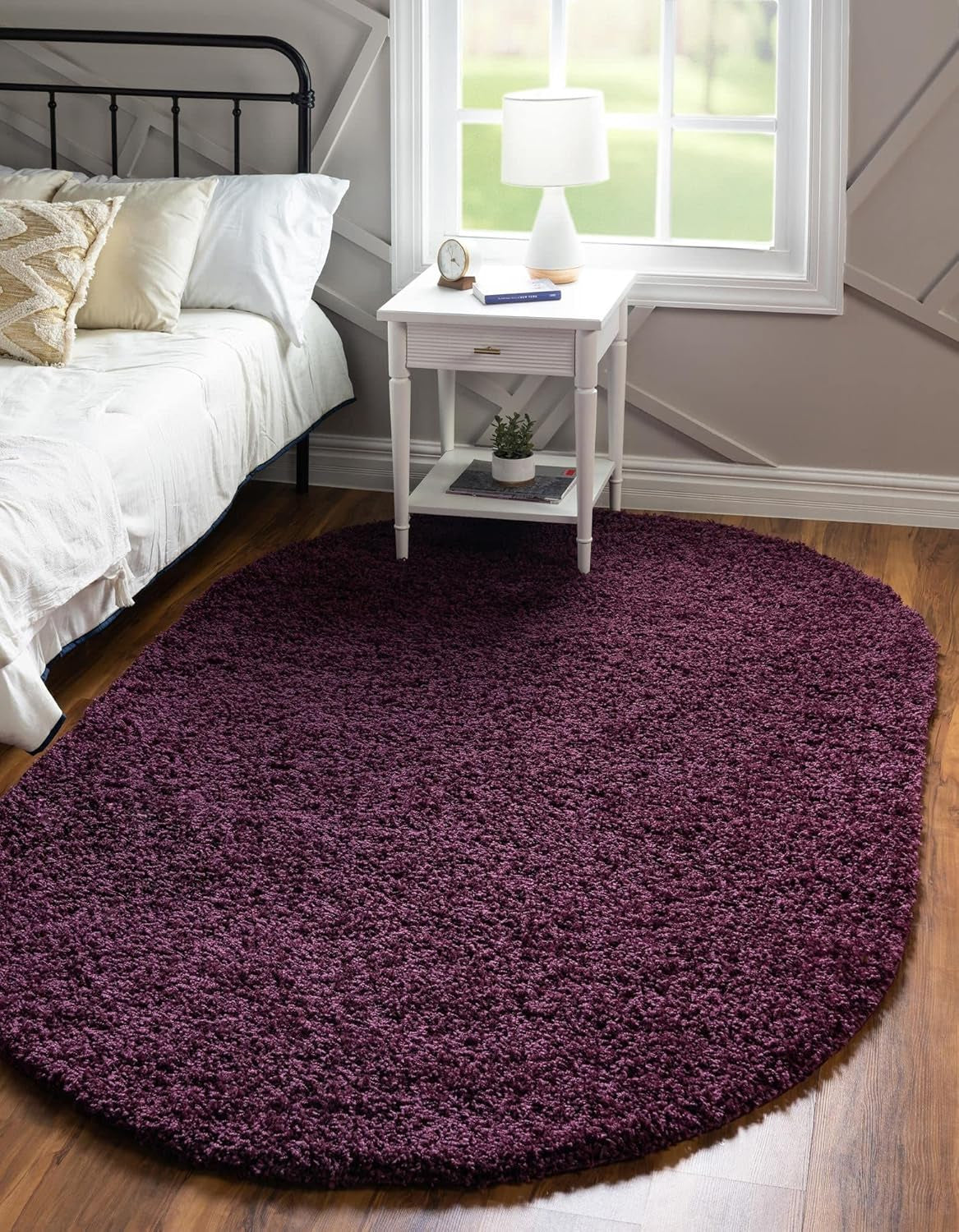 Unique Loom Solid Shag Collection Area Rug (8' X 11' Rectangle Cloud Gray)