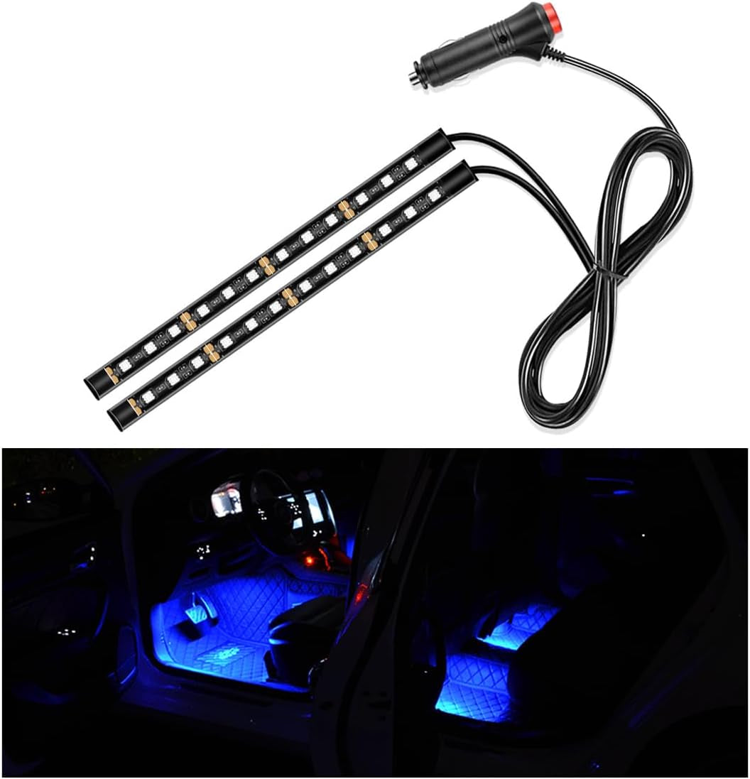 Car LED Strip Light, 24 LED Auto Interior under Dash Atmosphere Lights with USB Port, Vehicle Decor Lamp Ambient Night Light Strip Lighting Kit, Universal Car Accessories (White)