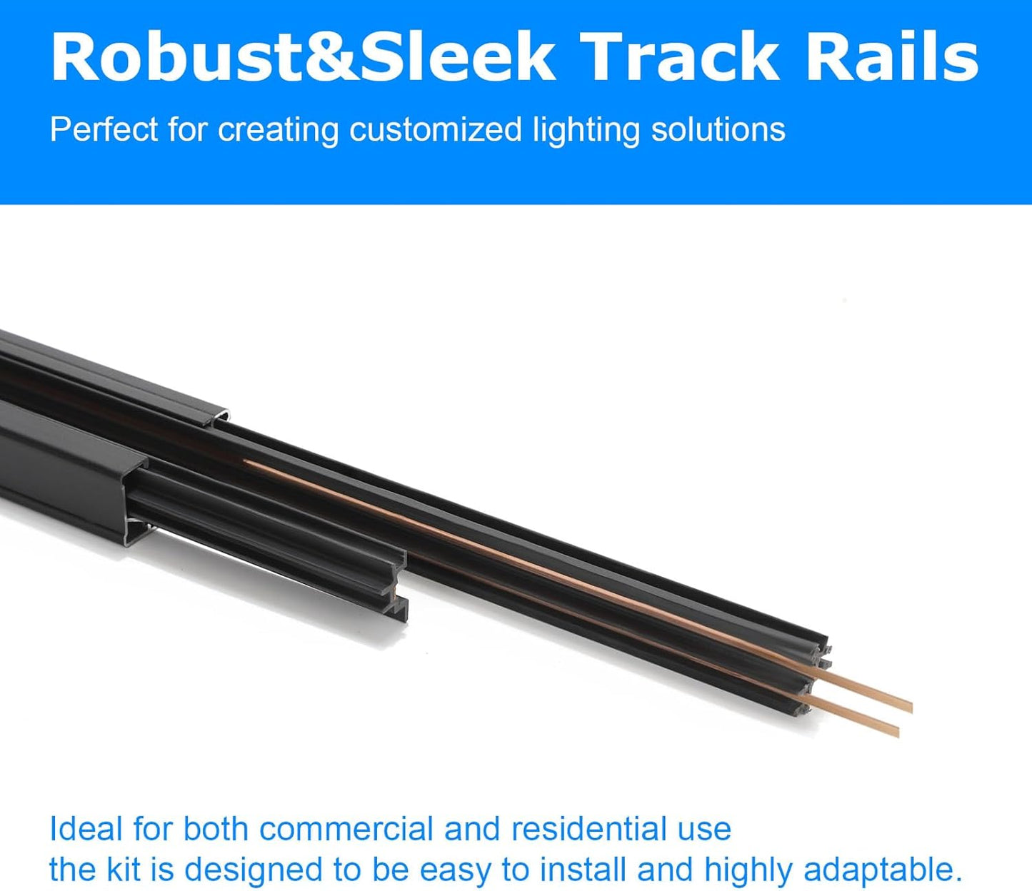 H Track Lighting Rails Kit H Type Track Rails Compatible with Single Circuit 120V H Style Track System for H LED Track Lighting Heads(Black, 13.2Ft)