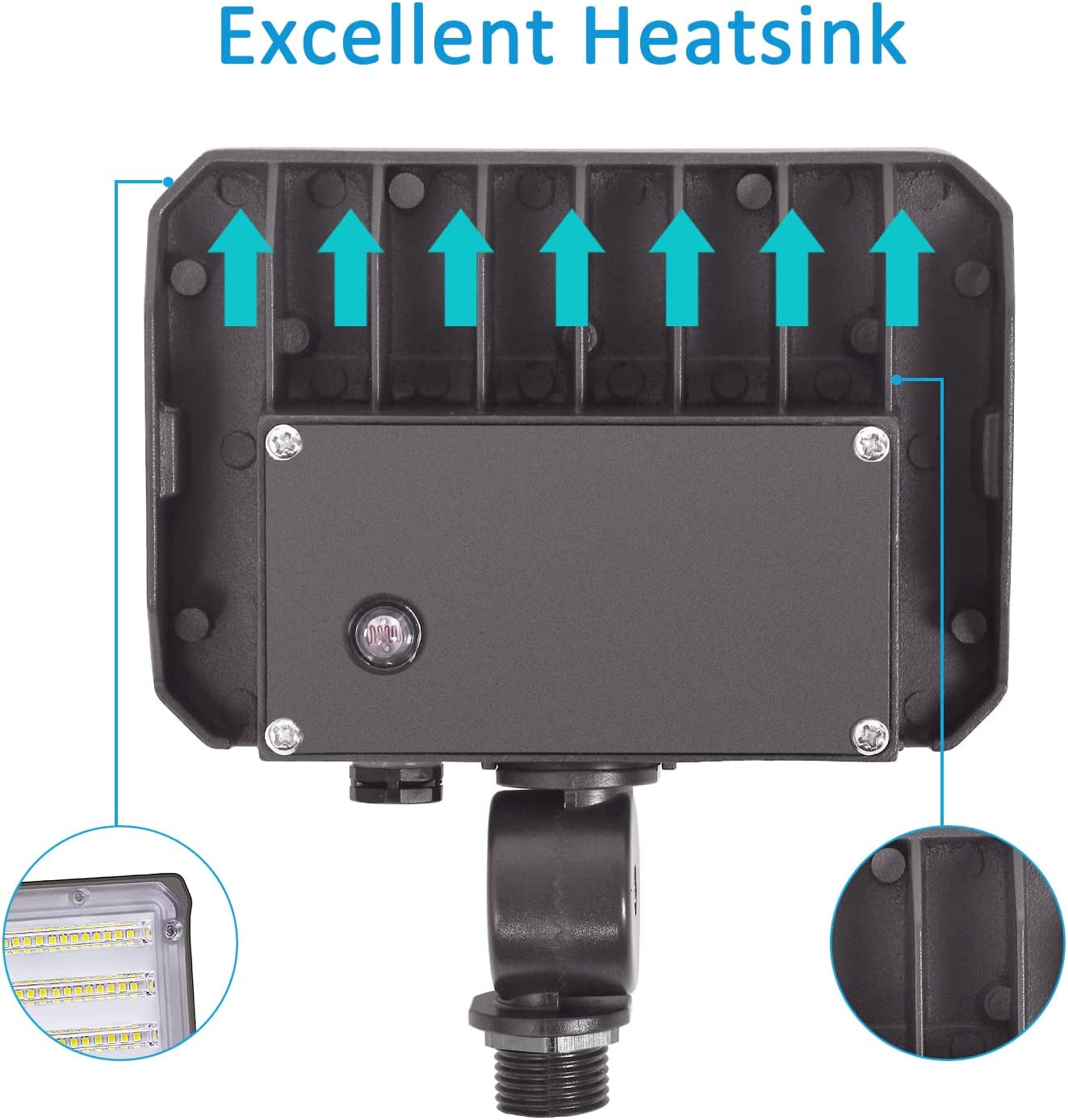 30W LED Flood Light with Knuckle, Outdoor Security Fixture Light with Dusk-To-Dawn Photocell 5000K 4,050Lm(200W Equivalent) Waterproof with Base AC100-277V for Wall Mount Entrance Garden Yard