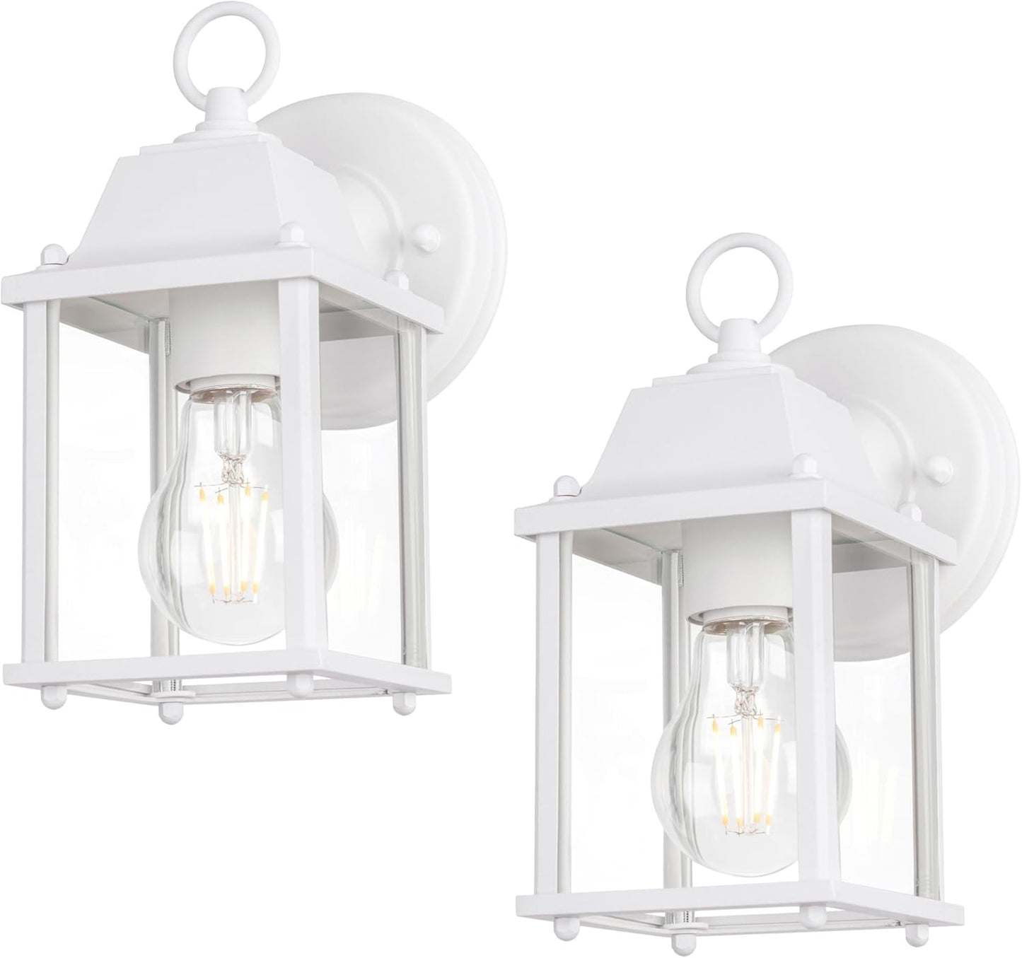 Lit-Path Outdoor Wall Lantern, Wall Sconce as Porch Lighting Fixture, E26 Base, Aluminum Housing plus Glass, Water-Proof and Outdoor Rated, ETL Qualified, 1-Pack, Black