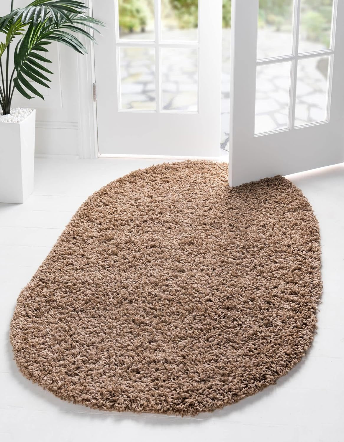 Unique Loom Solid Shag Collection Area Rug (8' X 11' Rectangle Cloud Gray)