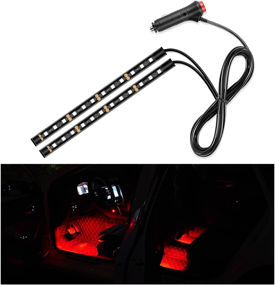Car LED Strip Light, 24 LED Auto Interior under Dash Atmosphere Lights with USB Port, Vehicle Decor Lamp Ambient Night Light Strip Lighting Kit, Universal Car Accessories (White)