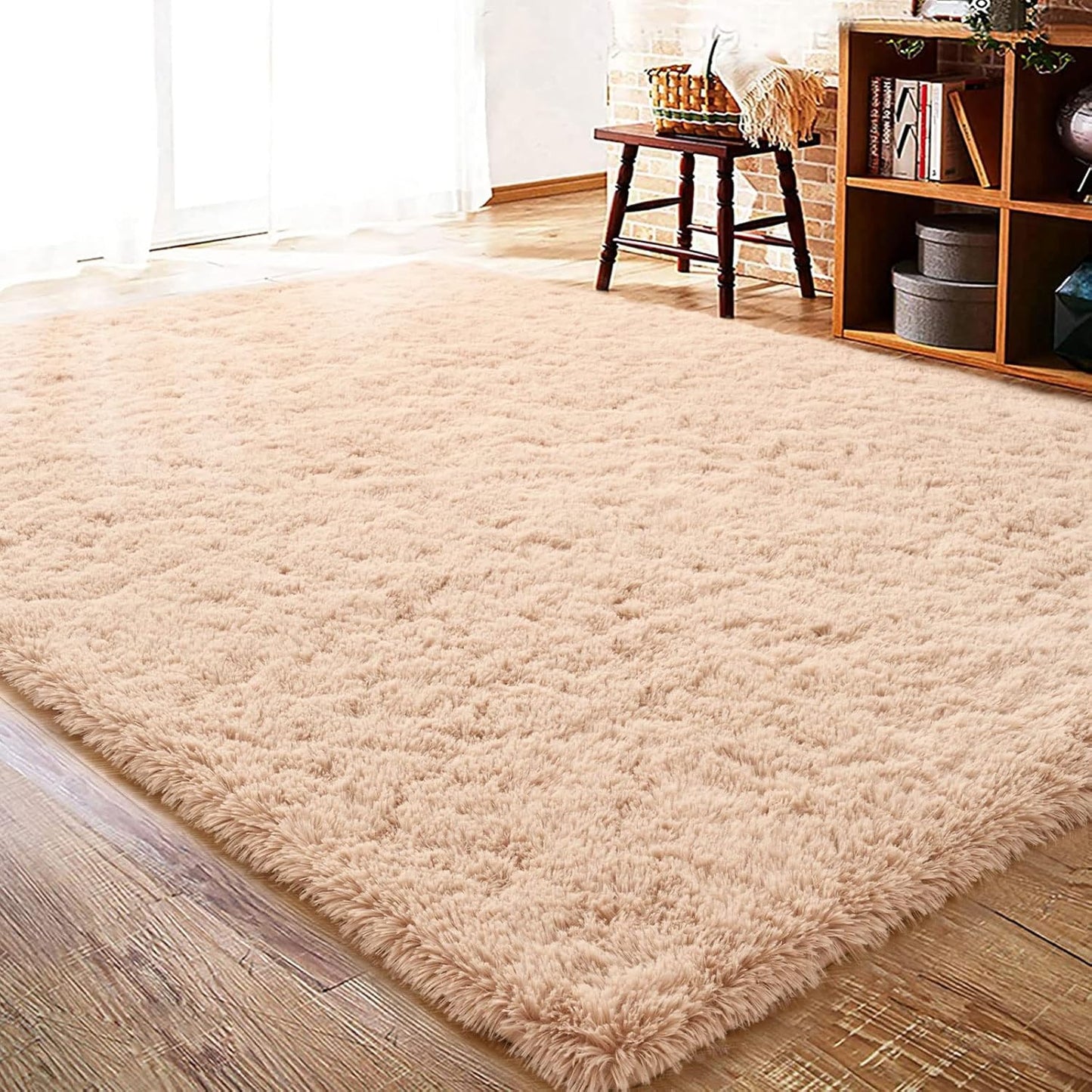 ISEAU Black Rug Super Soft Shaggy 4X6 Feet Rugs for Bedroom, Fluffy Area Rug for Living Room Floor Rug, Fuzzy and Comfy Carpet Nursery Shag Rug for Kids Boys Room Decor