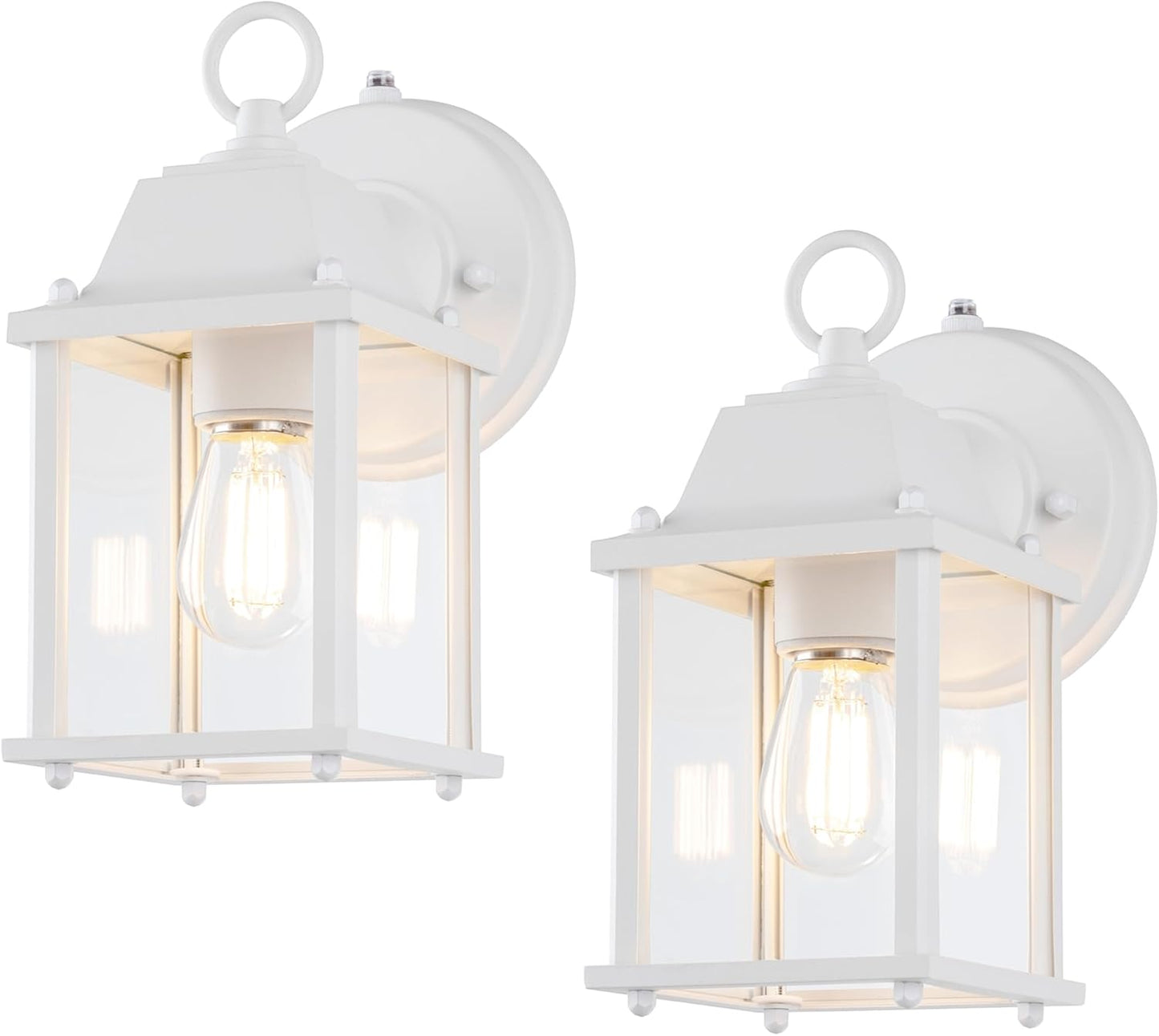 Lit-Path Outdoor Wall Lantern, Wall Sconce as Porch Lighting Fixture, E26 Base, Aluminum Housing plus Glass, Water-Proof and Outdoor Rated, ETL Qualified, 1-Pack, Black