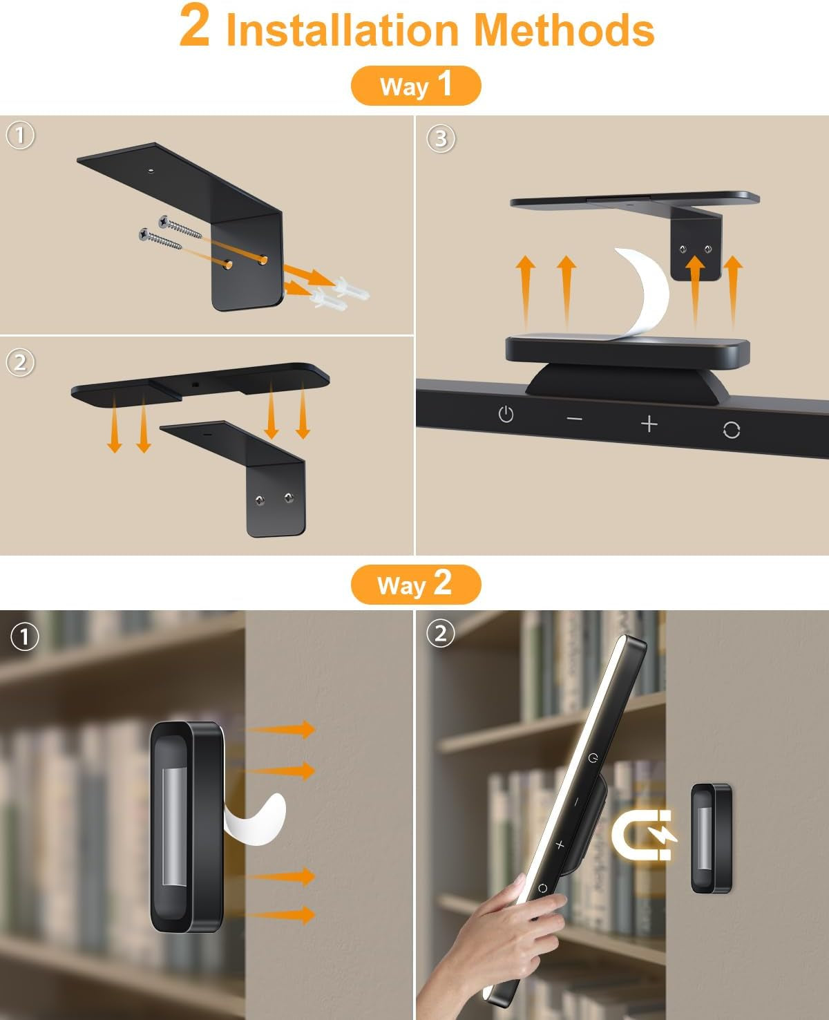 WILLED 3W Picture Lights for Wall, Rechargeable Battery Operated Picture Light, Wireless Wall Light with Remote, Dimmable & Timer Art Lighting for Paintings Wireless, Magnetic Gallery Light, Black