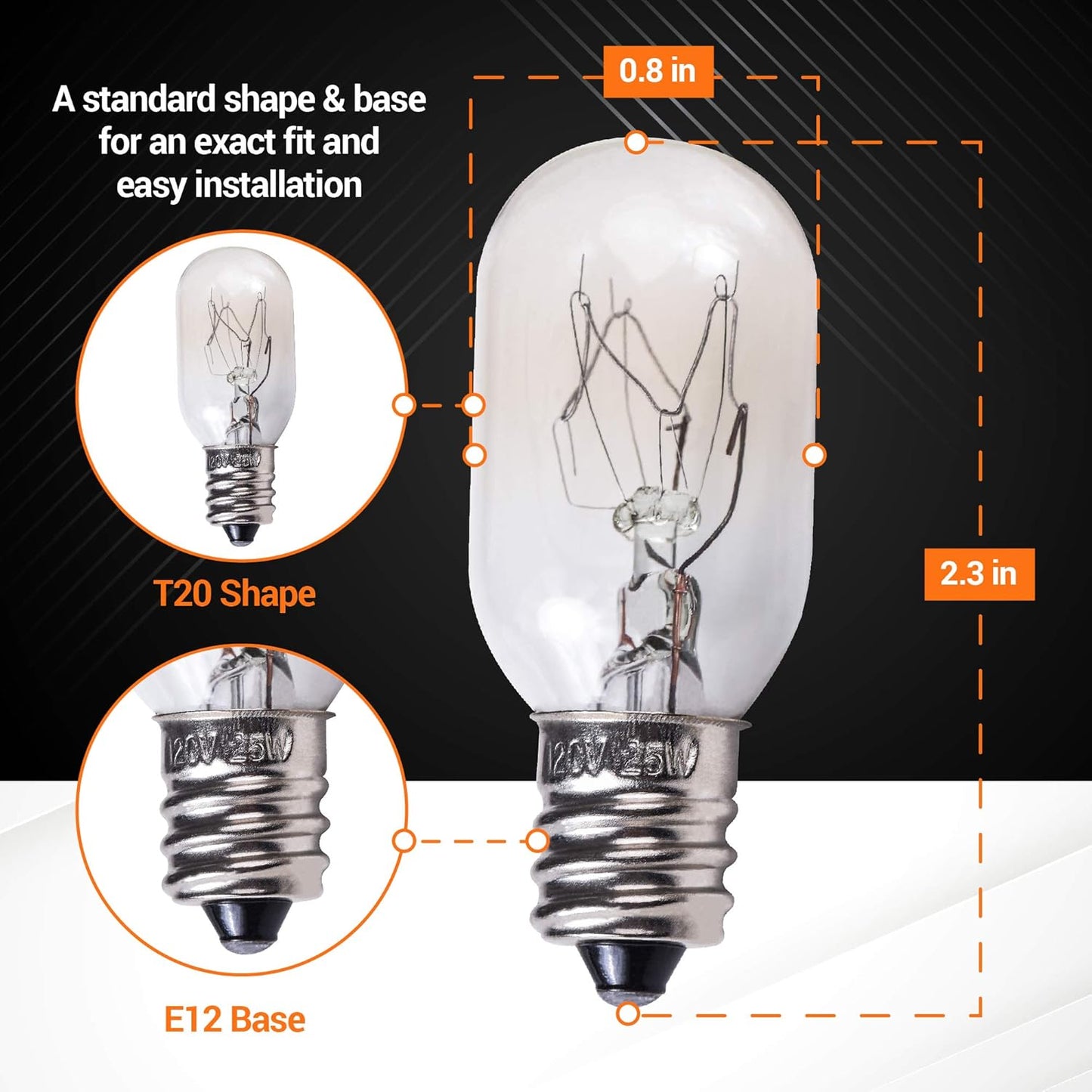 Bluestars E12 T20 25W Incandescent Bulbs Salt Lamp 120V - 2700K Warm White Light 150Lm for Himalayan Salt Lamps & Baskets, Scentsy Plug-In & Wax Warmers, Night Lights - Pack of 8