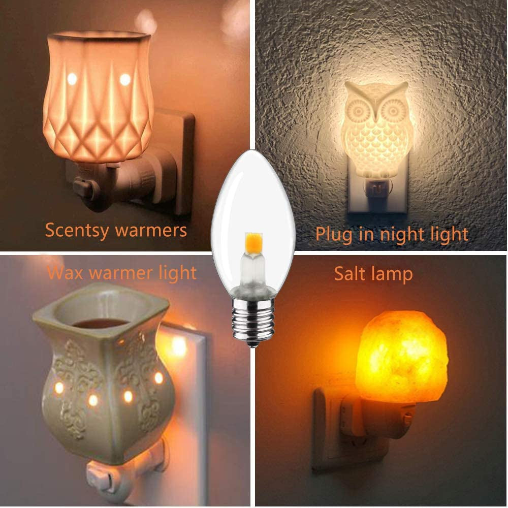 Night Light Bulb – C7 E12 LED Bulbs – Candelabra, 0.6 Watt Equivalent 7W Incandescent Bulb, Warm White 2700K, Window Candles & Chandeliers Replacement Bulb, 6 Pack