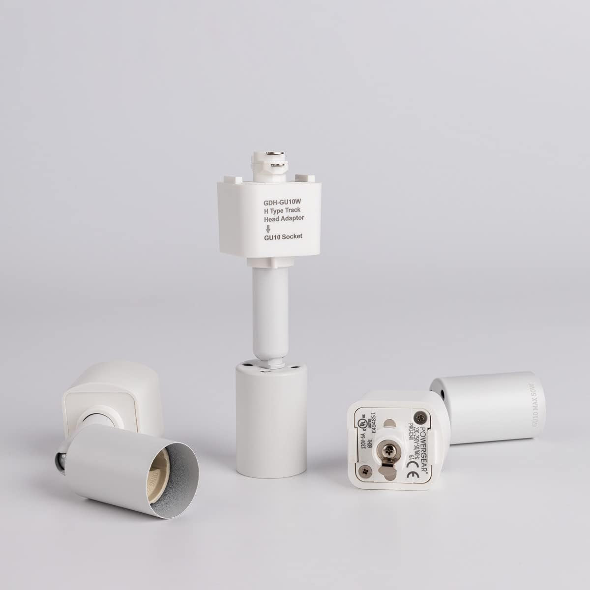 Mirrea H Type Track Lighting Head to GU10 Base Adapter Light Direction Adjustable Pack of 3 (White)