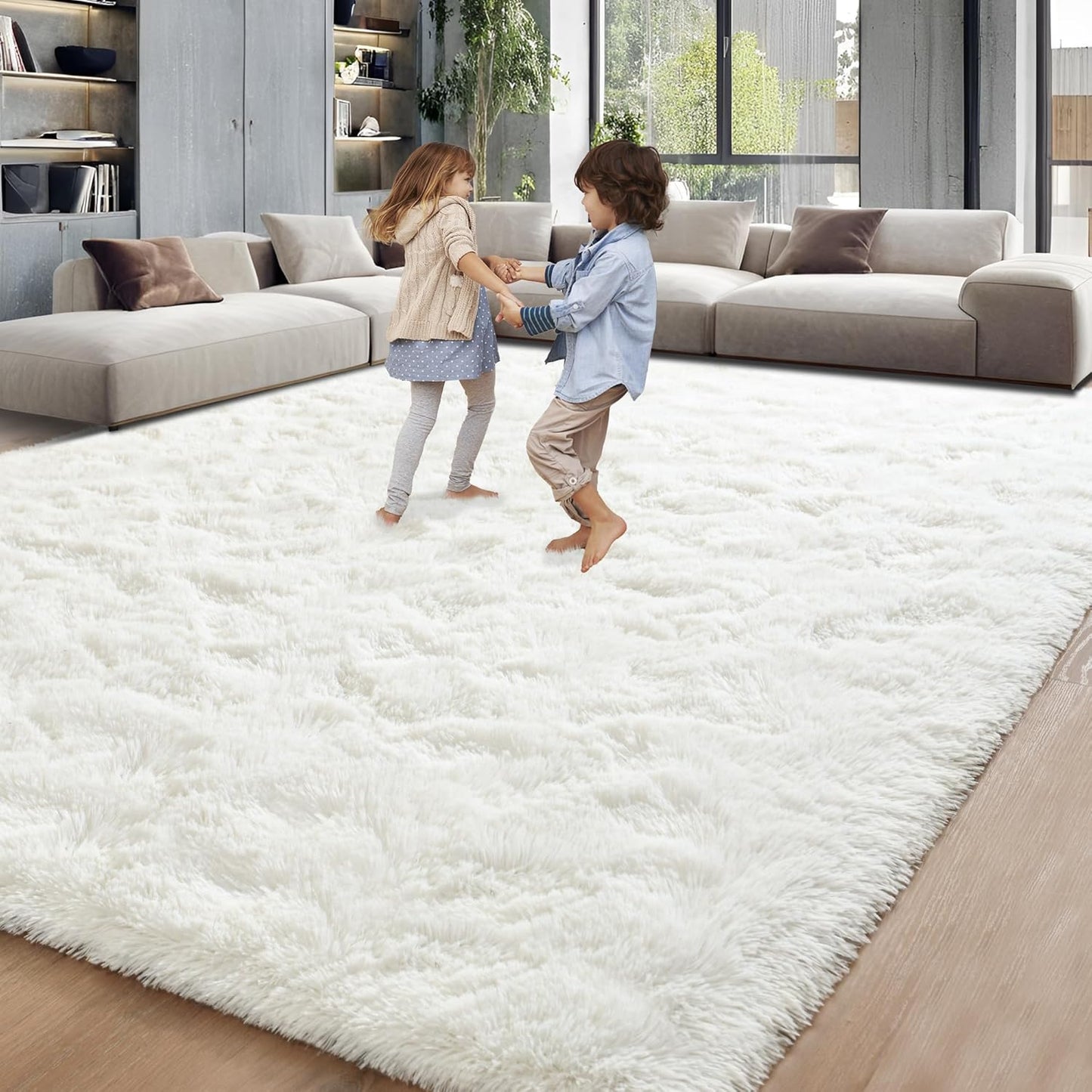 ISEAU Black Rug Super Soft Shaggy 4X6 Feet Rugs for Bedroom, Fluffy Area Rug for Living Room Floor Rug, Fuzzy and Comfy Carpet Nursery Shag Rug for Kids Boys Room Decor