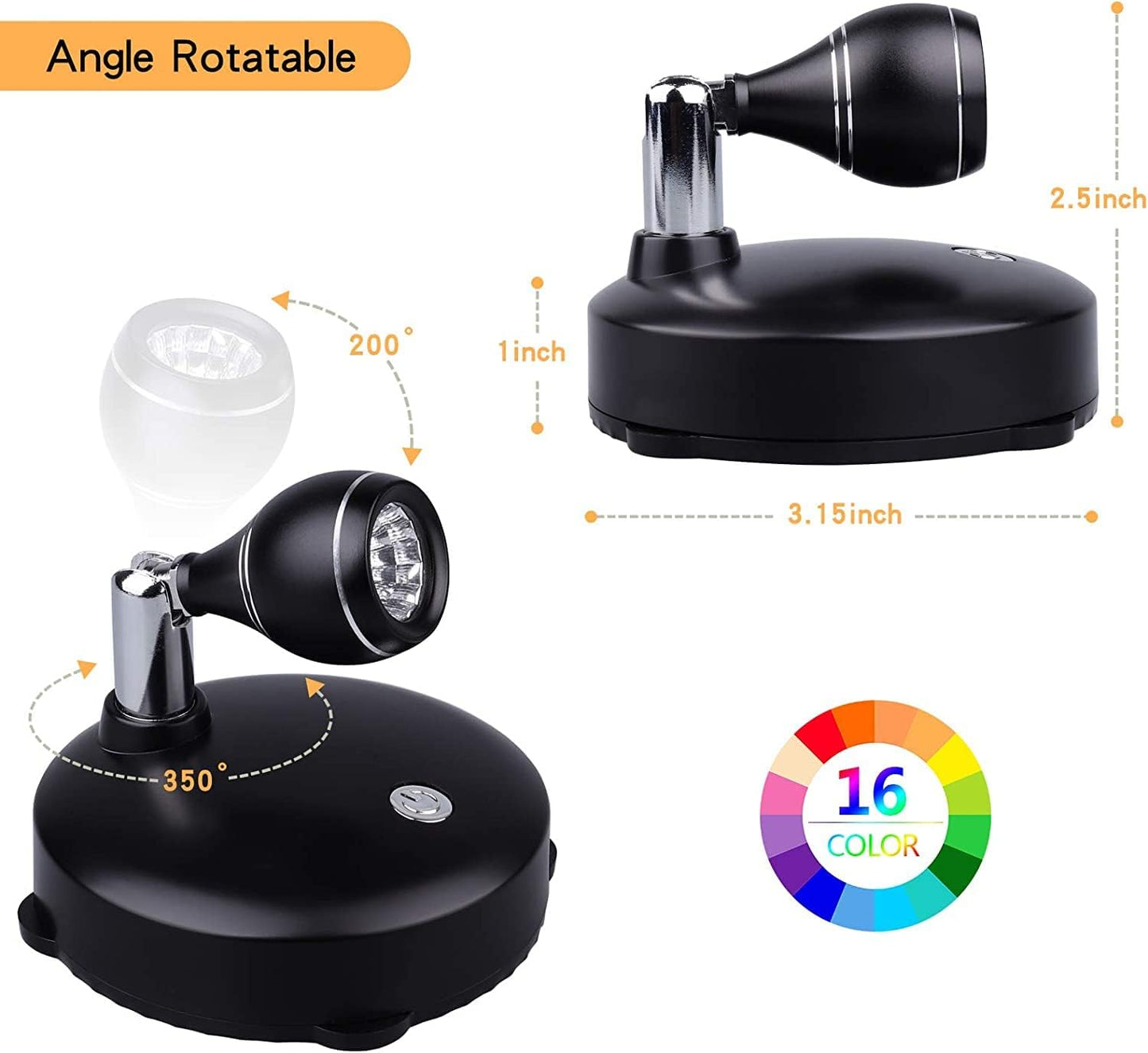 LEASTYLE Spotlight Indoor Battery Operated Led Spot Light Stick up Lights with Remote, Mini Spotlight Dimmable Accent Lights for Lighting up Paintings Pictures(6 Pack)