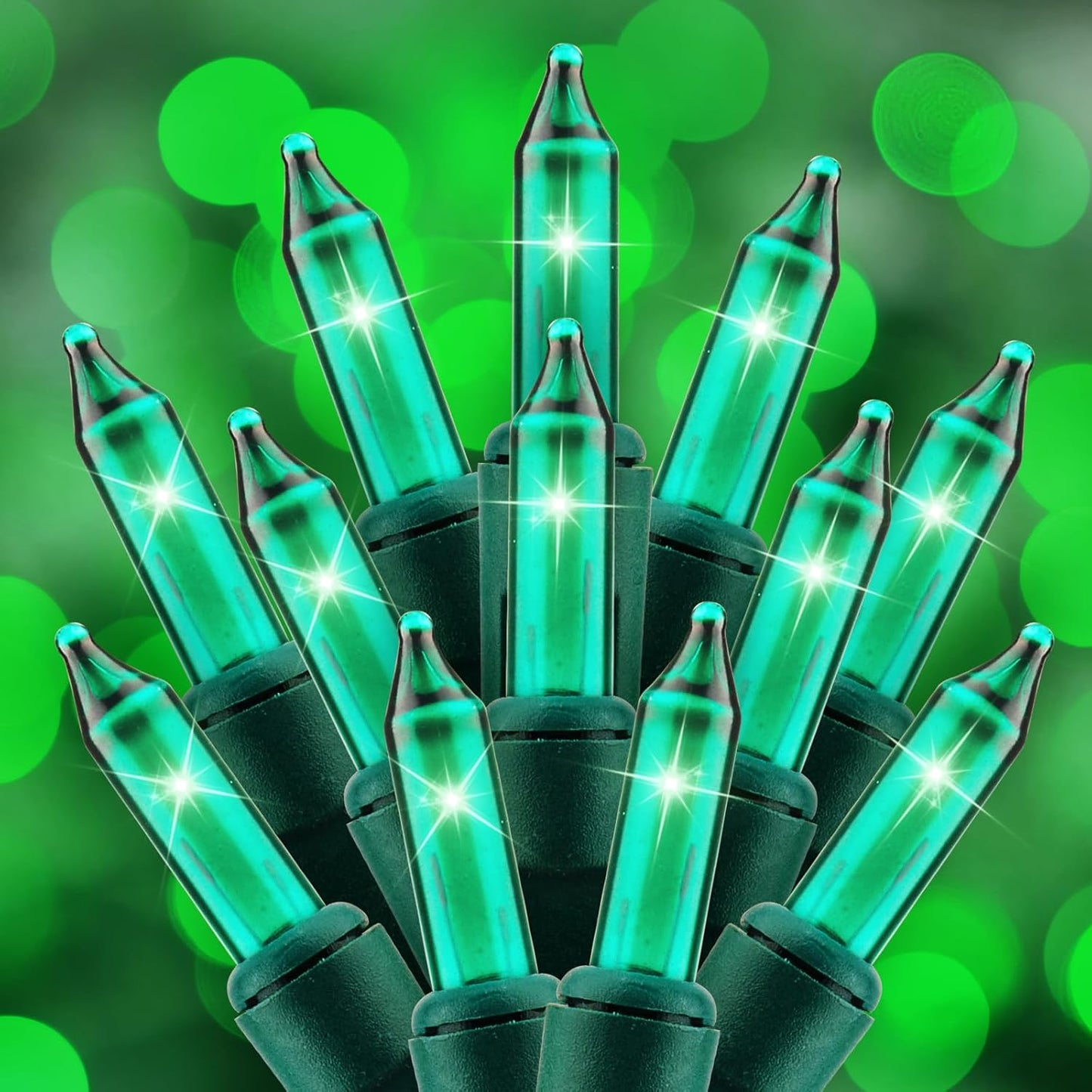 Clear Christmas String Lights 50 Count 12 Feet Incandescent Bulb Mini Lights for Indoor Xmas Tree Garland Birthday Wedding Party Festival Decoration, Green Wire