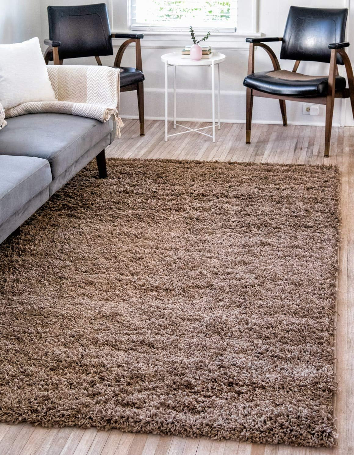 Unique Loom Solid Shag Collection Area Rug (8' X 11' Rectangle Cloud Gray)