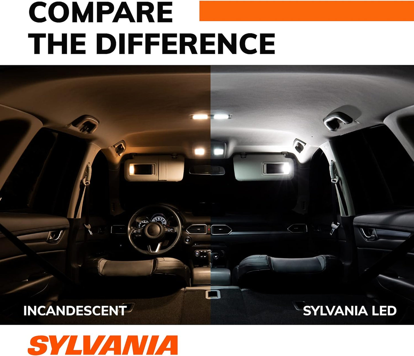 SYLVANIA - 168 T10 W5W LED White Mini Bulb - Bright LED Bulb, Ideal for Interior Lighting - Map, Dome, Cargo and License Plate (Contains 2 Bulbs)