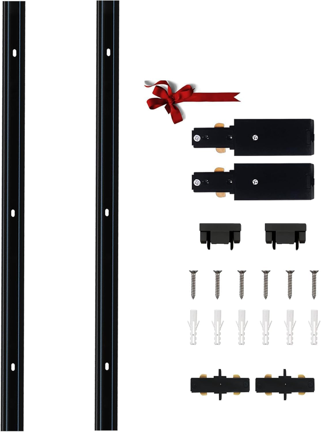 H Type Track Lighting Rails 2PCS 120V Single Circuit 3-Wire H Track Rail 6.5FT (3.28 * 2FT) with Extra 1 I Connector and Wall Anchors, Made of Aluminum and Strength Guarantee (White)
