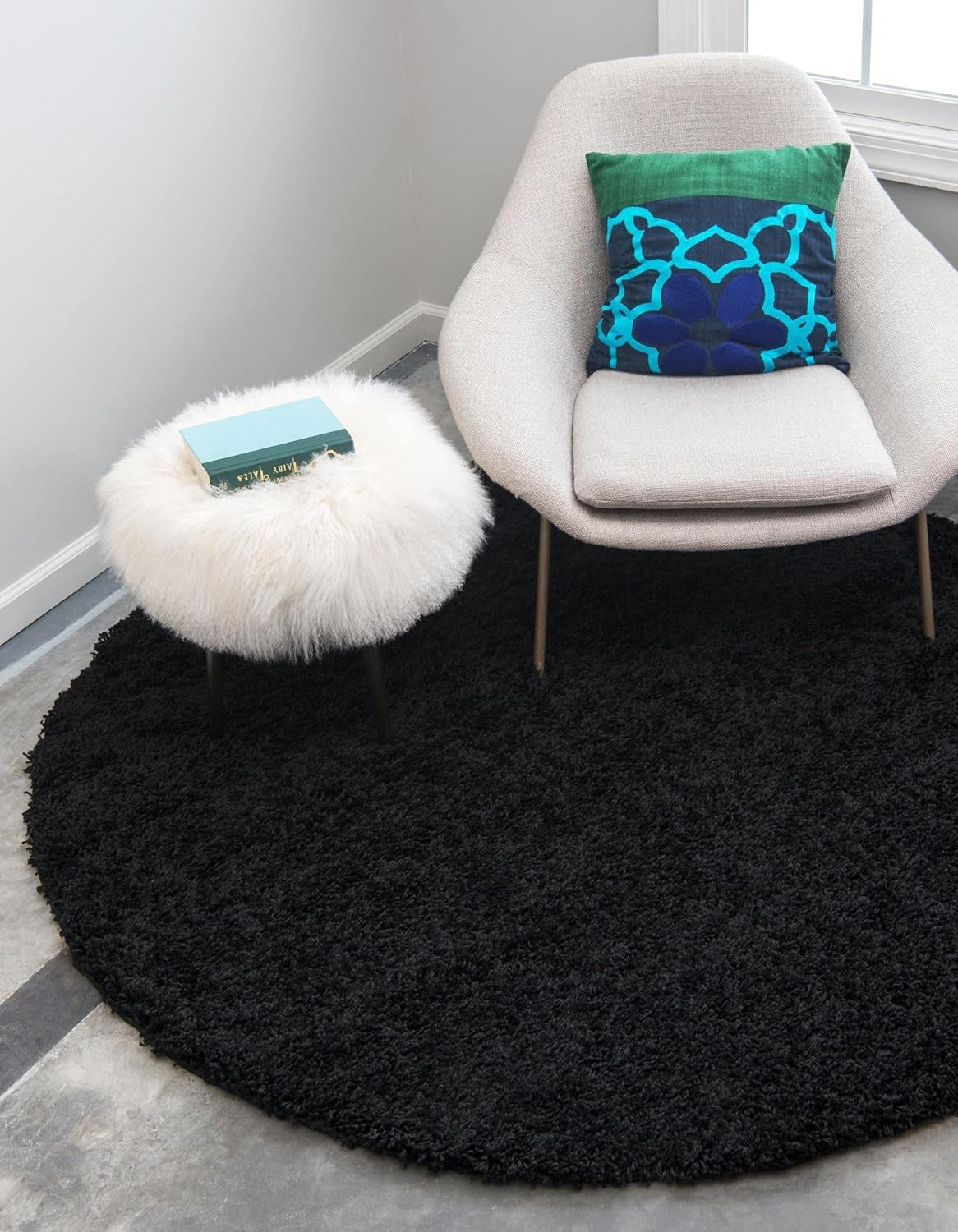 Unique Loom Solid Shag Collection Area Rug (8' X 11' Rectangle Cloud Gray)