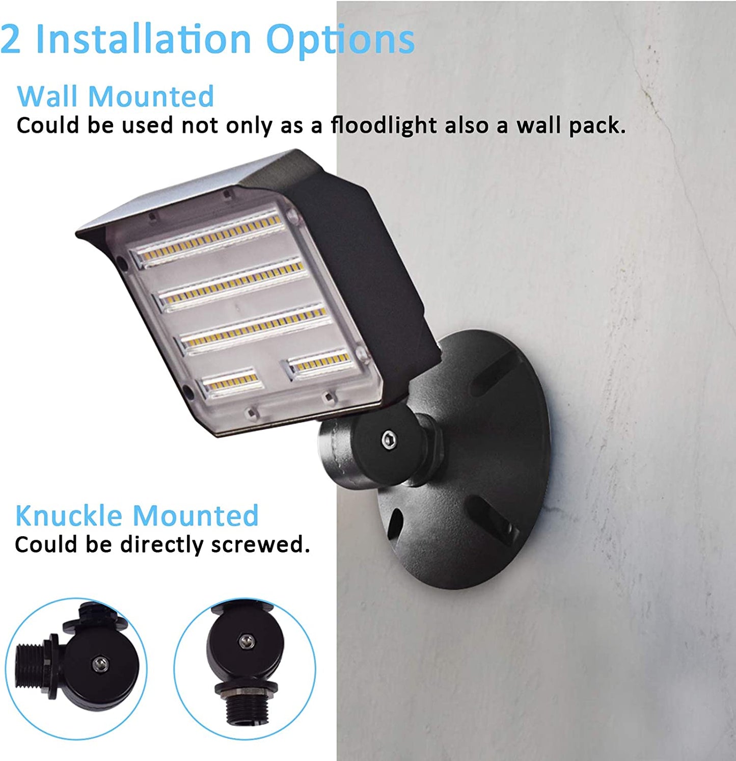 30W LED Flood Light with Knuckle, Outdoor Security Fixture Light with Dusk-To-Dawn Photocell 5000K 4,050Lm(200W Equivalent) Waterproof with Base AC100-277V for Wall Mount Entrance Garden Yard