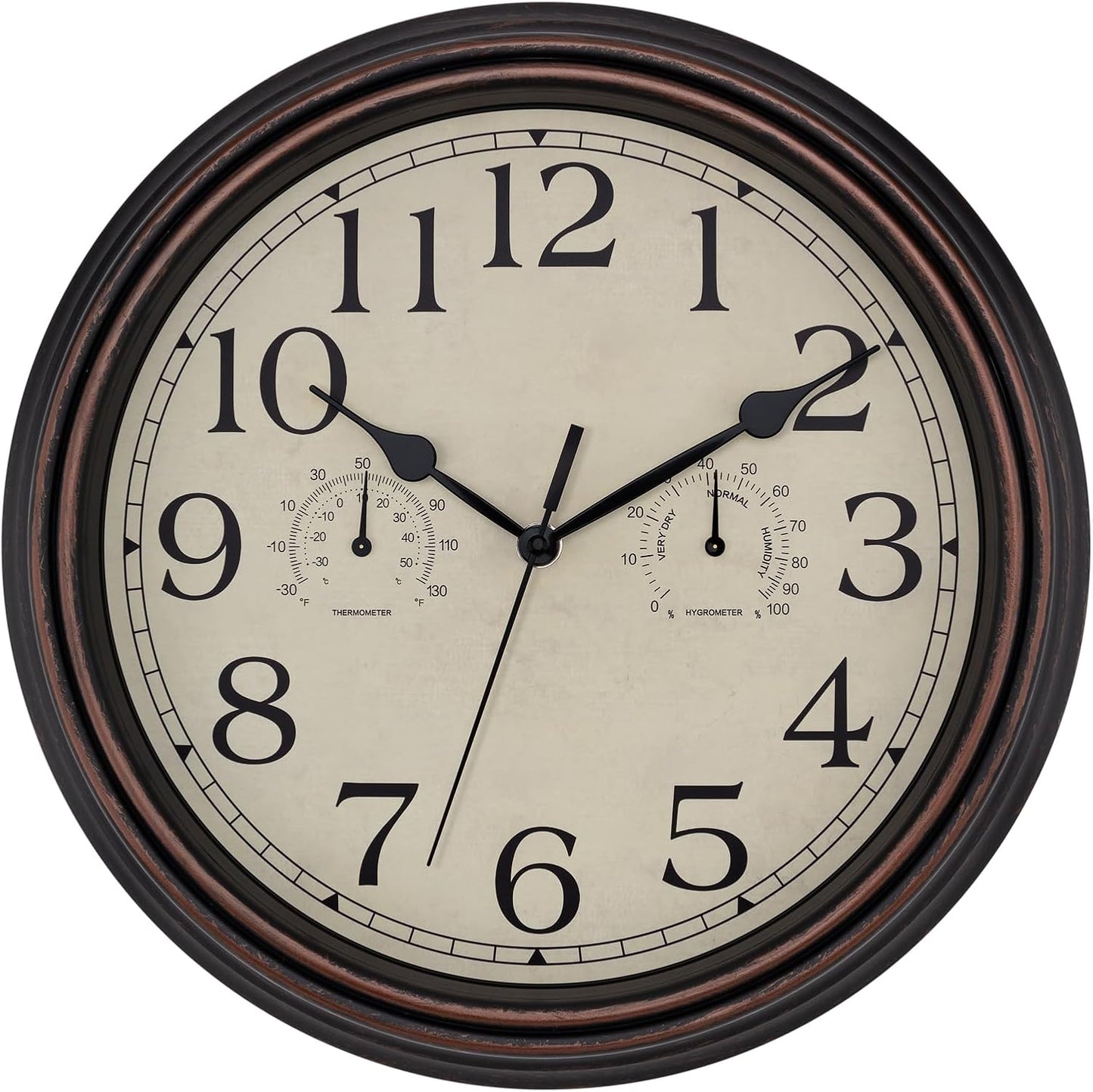 Foxtop Retro Silent Non-Ticking round Classic Clock Quartz Decorative Battery Operated Wall Clock for Living Room Kitchen Home Office 12 Inch (Bronze)