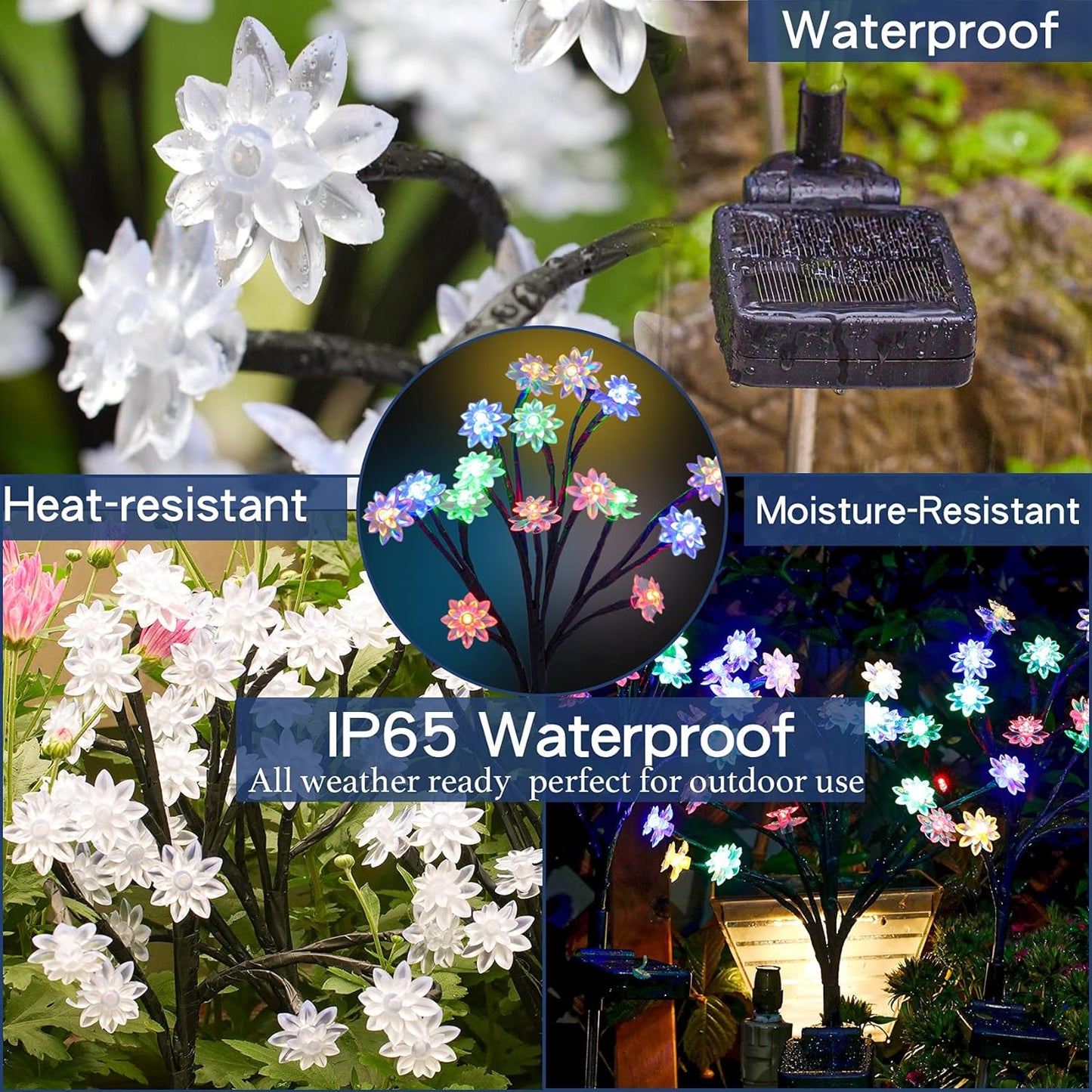 TONULAX Solar Garden Lights - Upgraded Solar Powered Landscape Tree Lights with Larger Solar Capacity, Solar Decorative Lights Outdoor for Pathway, Patio, Front Yard Decoration(2 Pack)