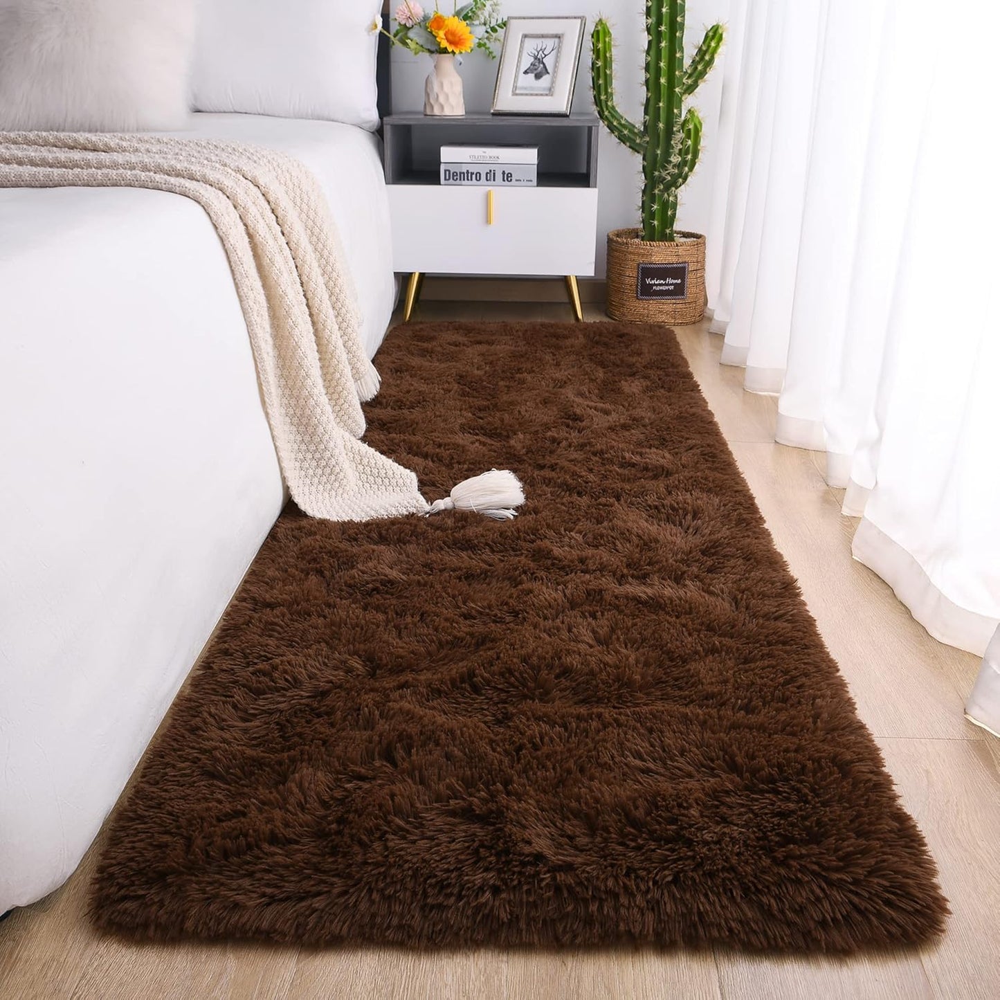 Chicrug Soft Runner Rugs for Bedroom Living Room Plush Fluffy Rug 2X6 Feet, Shag Furry Area Rug Carpet Non Shedding for Nursery Children Kids Girls Room Home Decorative, Grey
