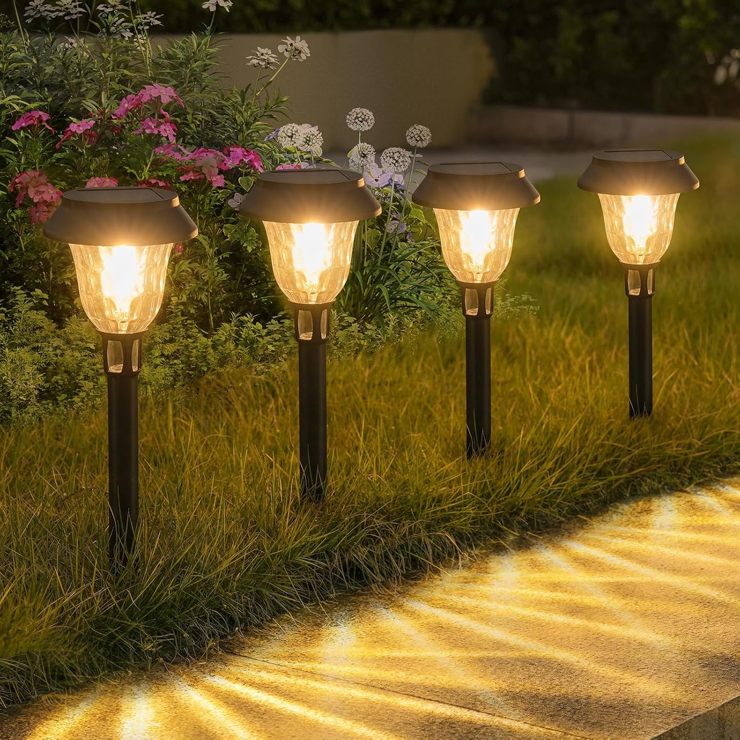 APONUO 8 Pack Solar Pathway Lights Outdoor Waterproof,Ip65 Solar Walkway Lights with Auto On/Off and 2 Lighting Modes,Outdoor Landscape Lighting for Yard Garden Pathway Walkway Driveway