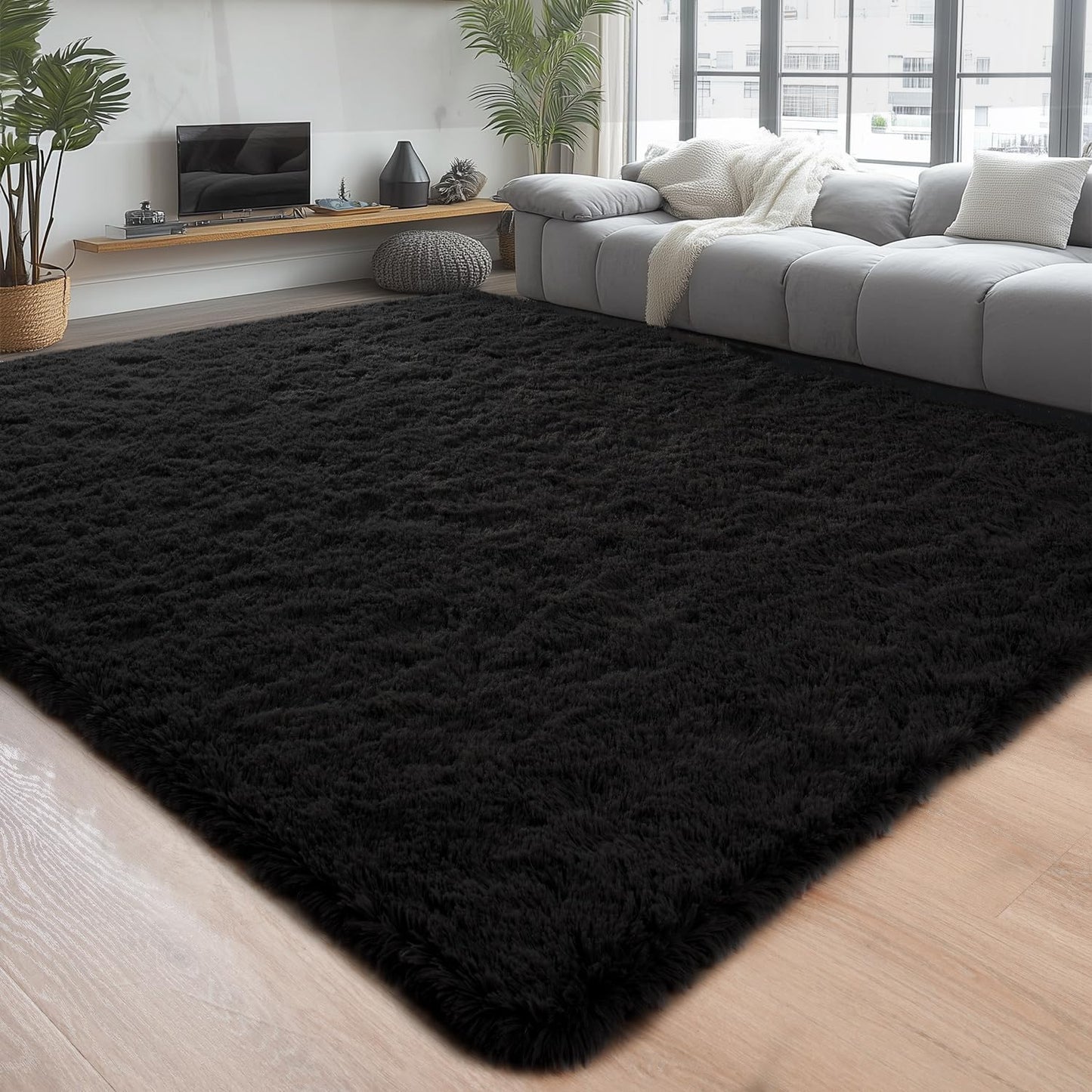 Chicrug Soft Runner Rugs for Bedroom Living Room Plush Fluffy Rug 2X6 Feet, Shag Furry Area Rug Carpet Non Shedding for Nursery Children Kids Girls Room Home Decorative, Grey