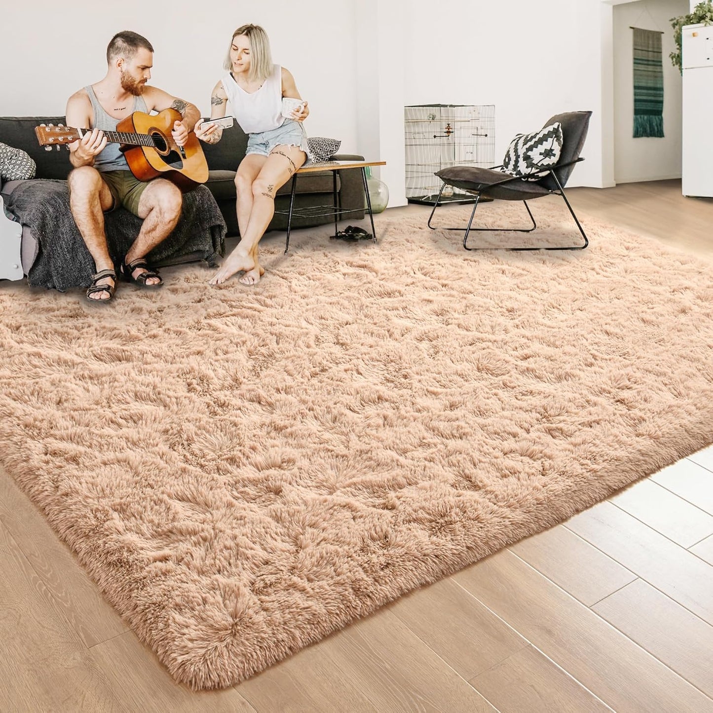 ISEAU Black Rug Super Soft Shaggy 4X6 Feet Rugs for Bedroom, Fluffy Area Rug for Living Room Floor Rug, Fuzzy and Comfy Carpet Nursery Shag Rug for Kids Boys Room Decor