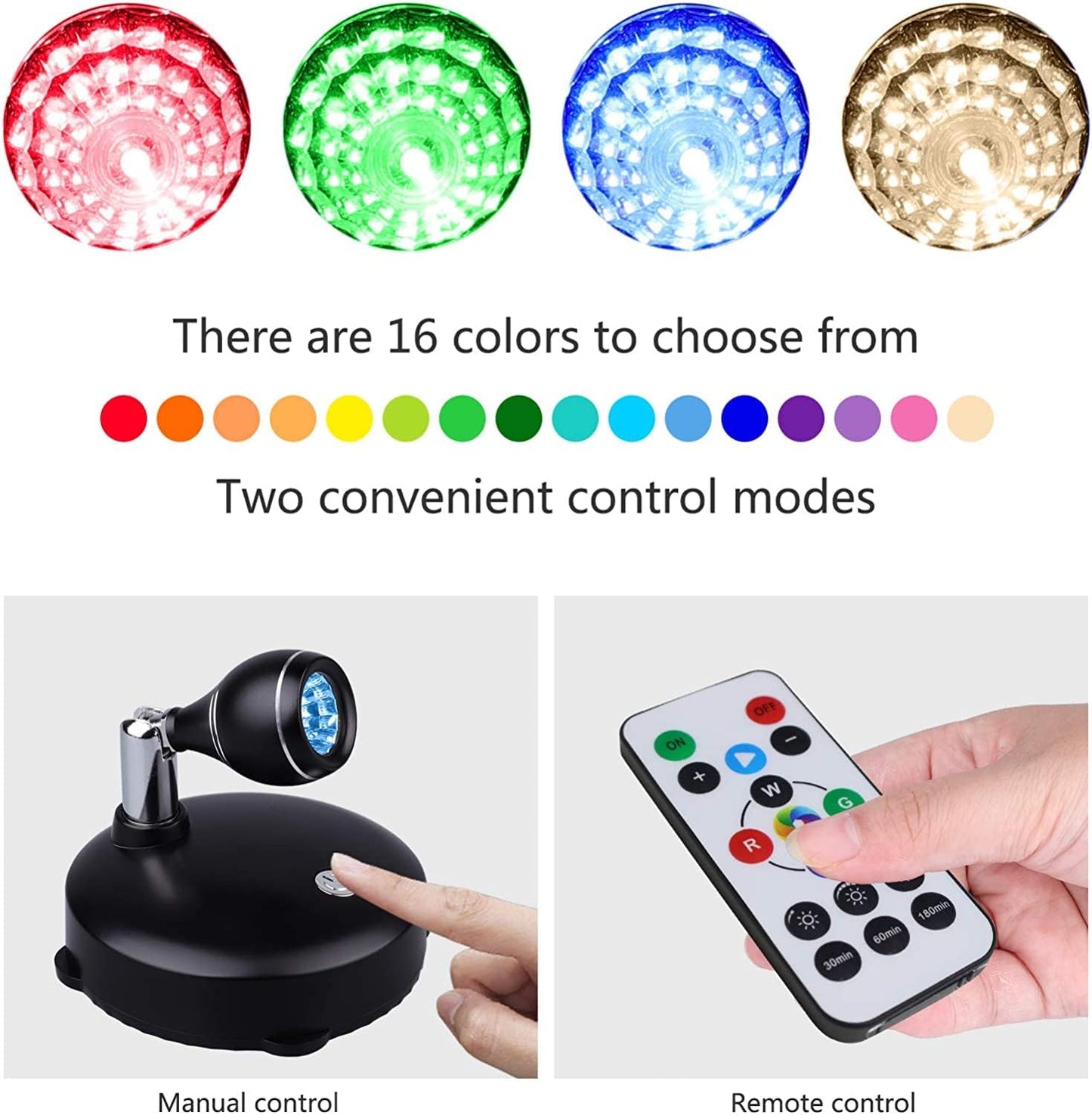 LEASTYLE Spotlight Indoor Battery Operated Led Spot Light Stick up Lights with Remote, Mini Spotlight Dimmable Accent Lights for Lighting up Paintings Pictures(6 Pack)