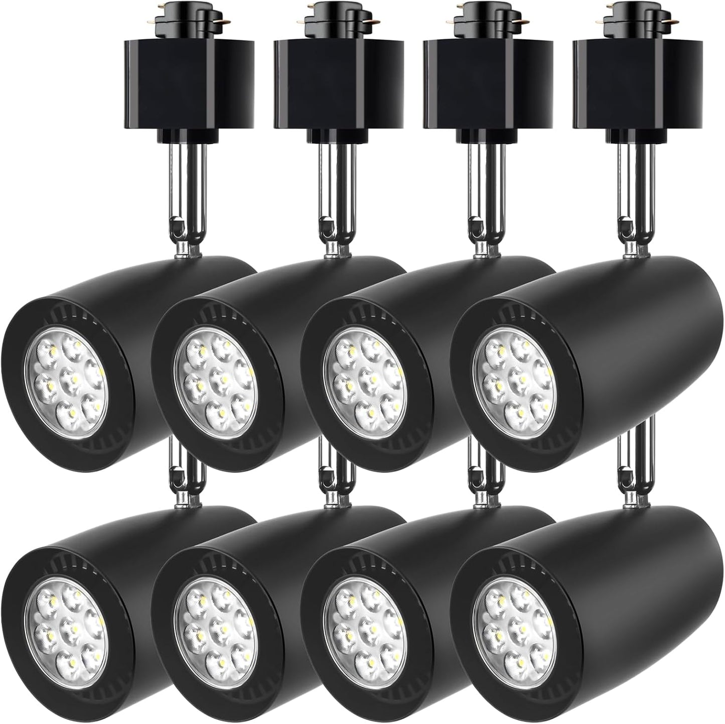 7W H Typetrack Lighting Heads, Dimmable Bright 5500K Cool White GU10 Base Adapter Track Lighting Fixtures Ceiling for Kitchen Task Wall Art Exhibition, 8 Pack