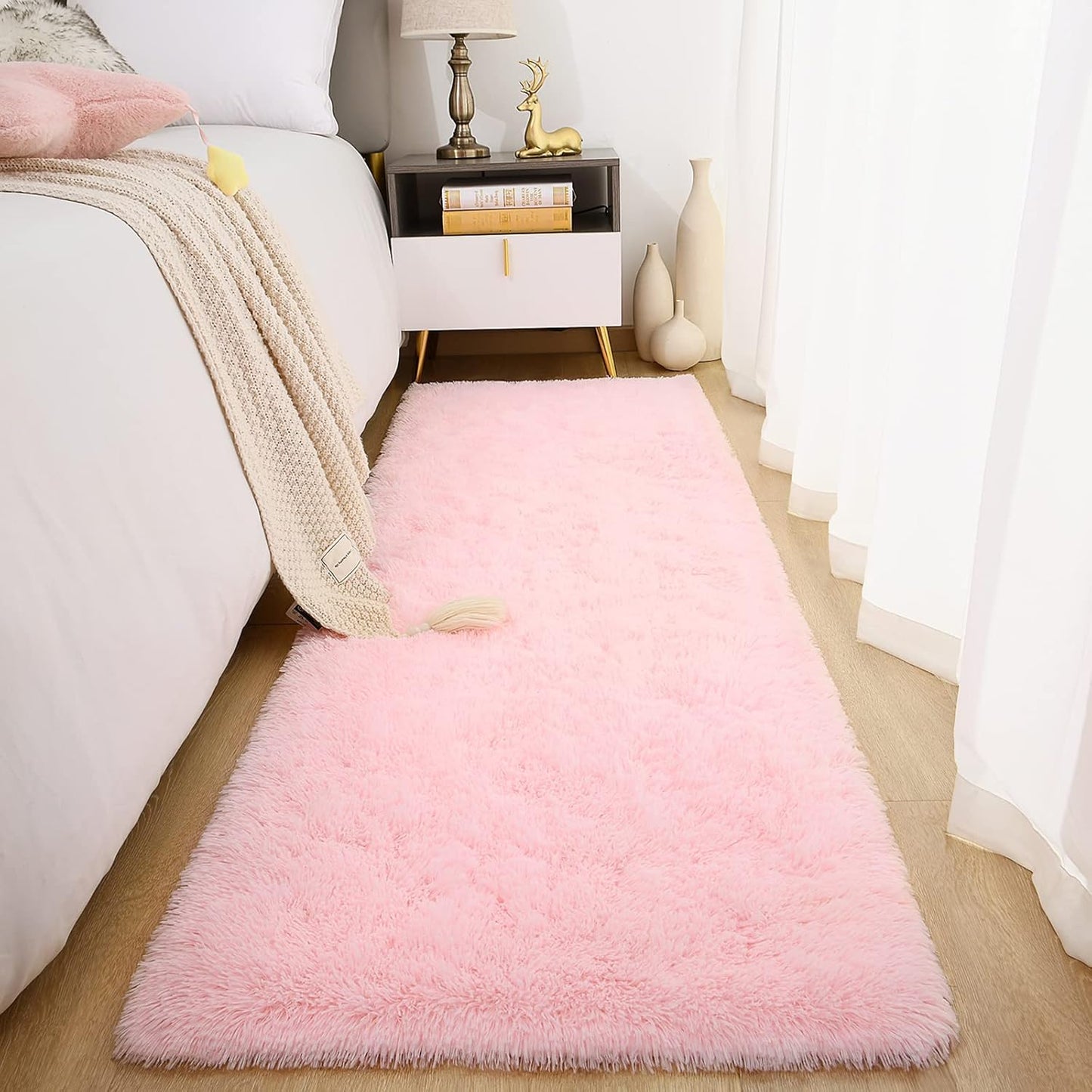 Chicrug Soft Runner Rugs for Bedroom Living Room Plush Fluffy Rug 2X6 Feet, Shag Furry Area Rug Carpet Non Shedding for Nursery Children Kids Girls Room Home Decorative, Grey