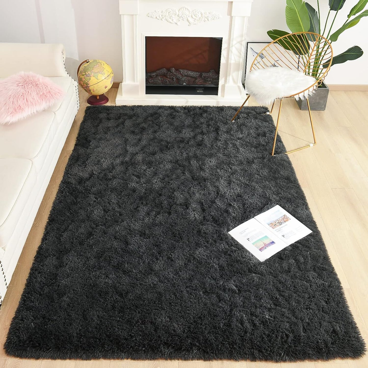 Chicrug Soft Runner Rugs for Bedroom Living Room Plush Fluffy Rug 2X6 Feet, Shag Furry Area Rug Carpet Non Shedding for Nursery Children Kids Girls Room Home Decorative, Grey