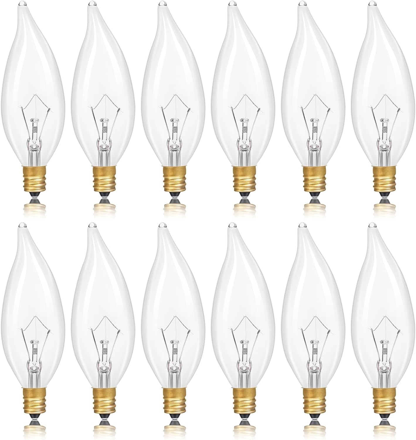 Potanro E12 Incandescent Light Bulbs 40Watt Warm White 2700K, 300 Lumens Candelabra Light Bulbs Decorative Dimmable Chandelier Light Bulbs for Ceiling Fan, Pendants (40W-12Pack)