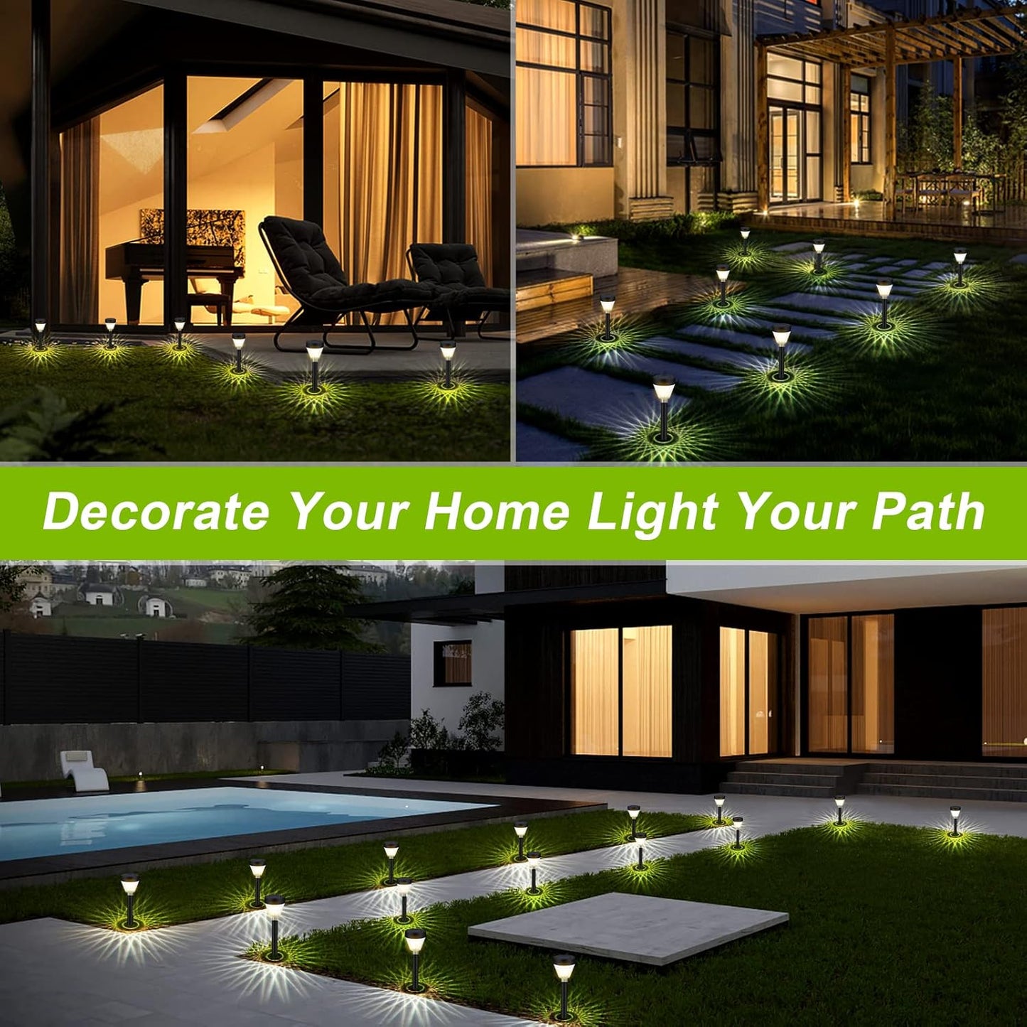 Solar Pathway Lights Waterproof: 8Pack Solar Lights Outdoor Garden Lights Auto On/Off - Solar Lights for outside Landscape Lighting Decorative for Yard